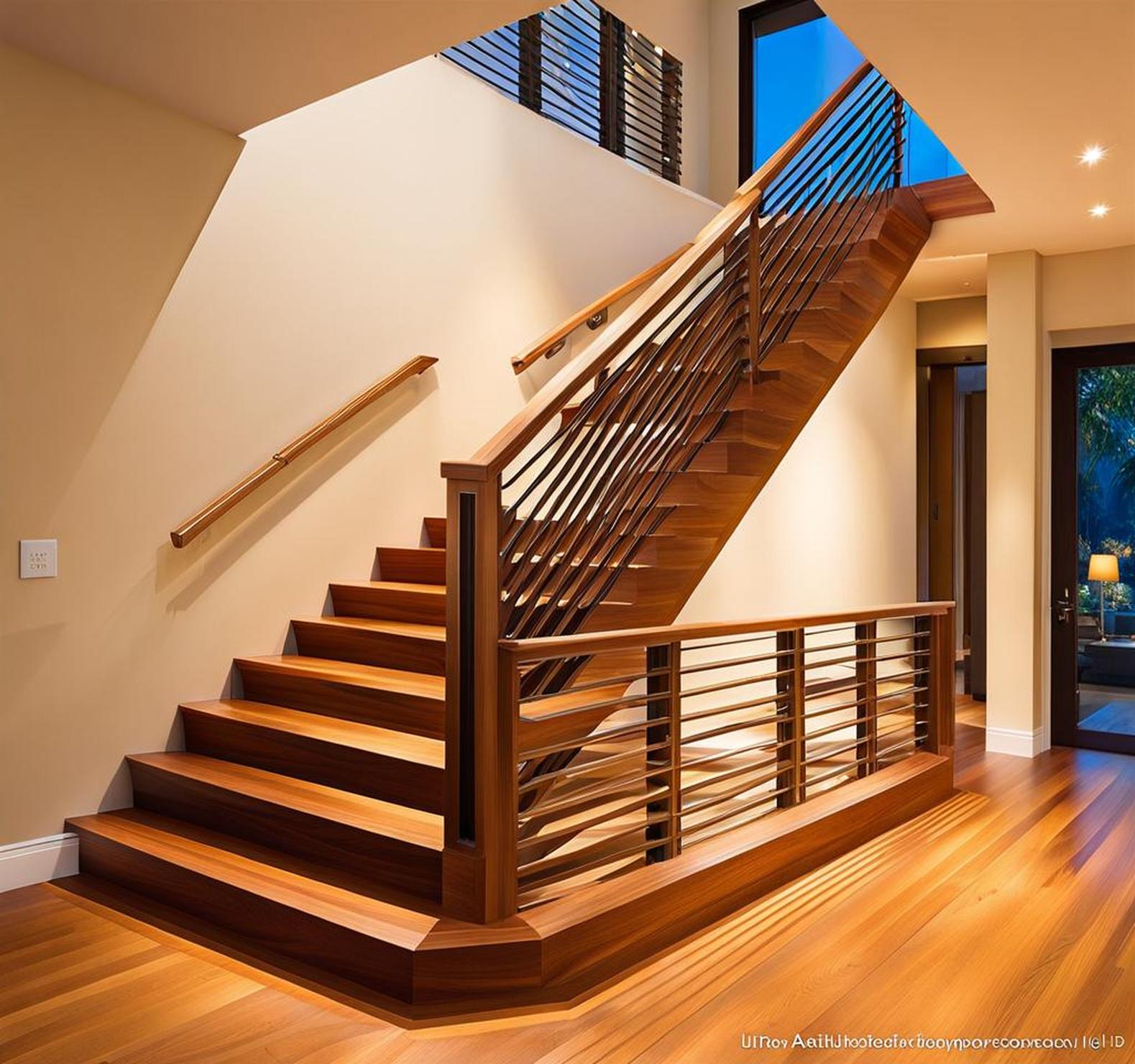 teak wood staircase railings