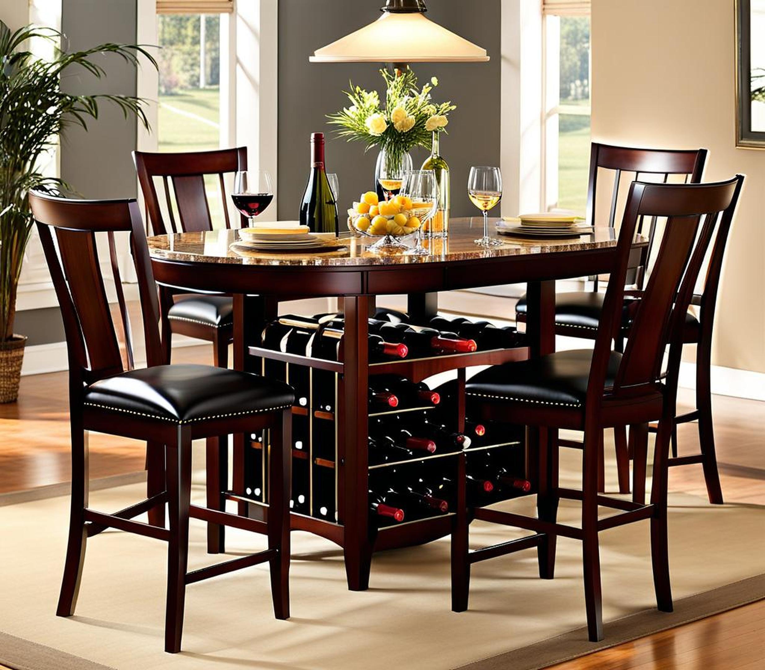 dining table with wine rack underneath