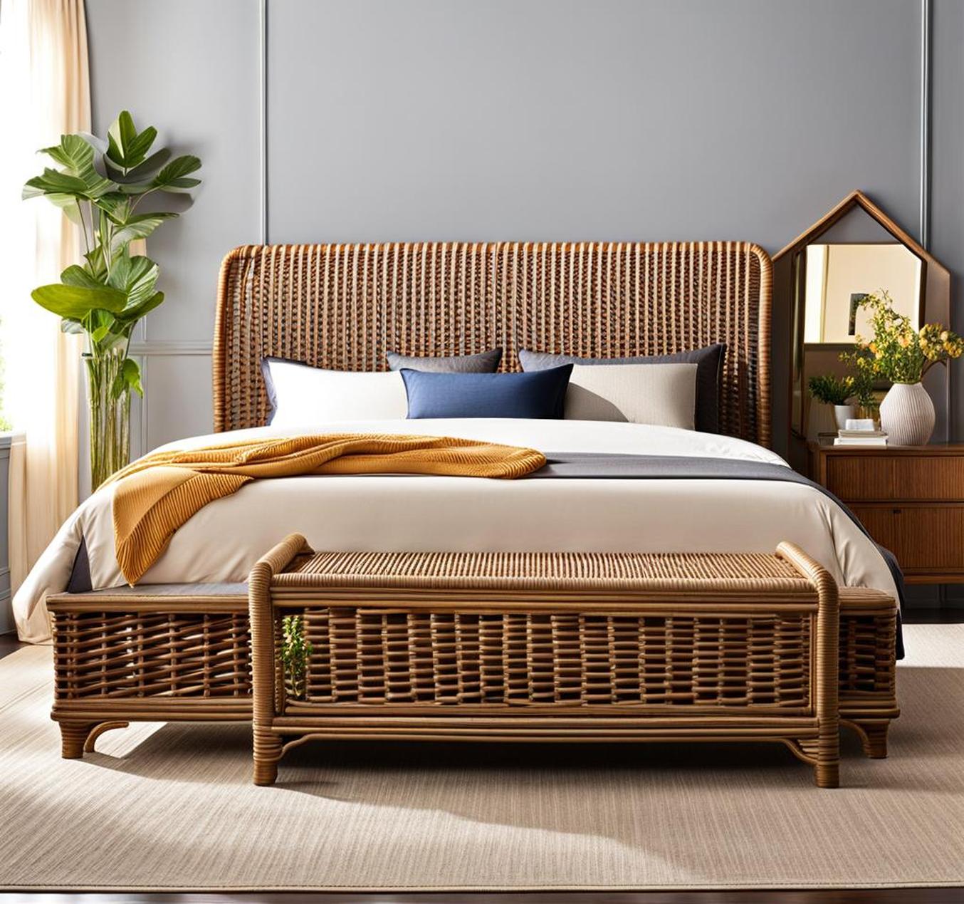 wicker end of bed bench