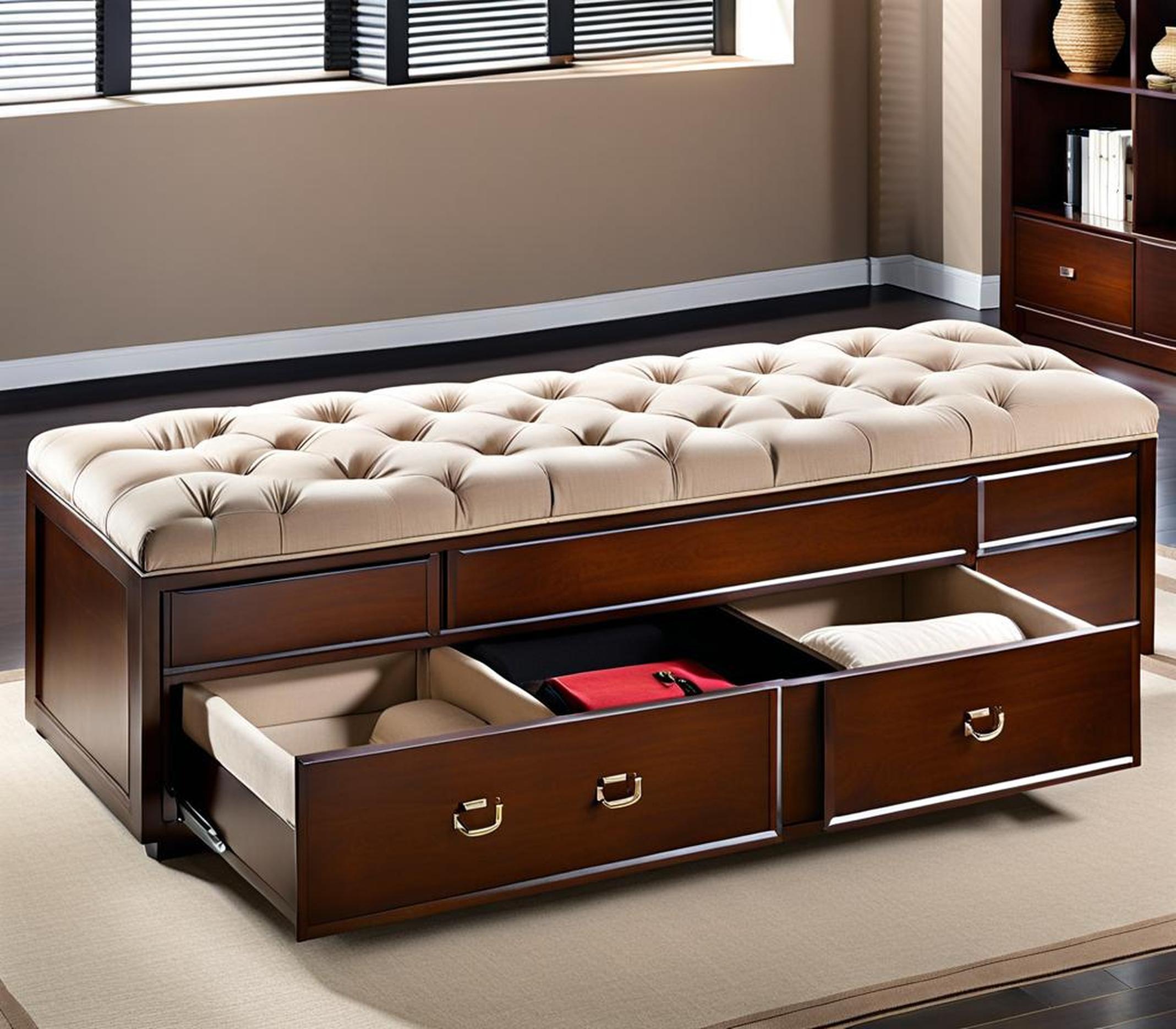 end of bed storage bench with drawers