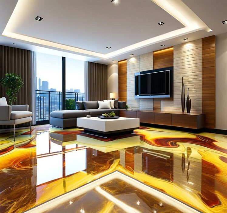 Beautiful view of Epoxy Coated Concrete Flooring For Living Room