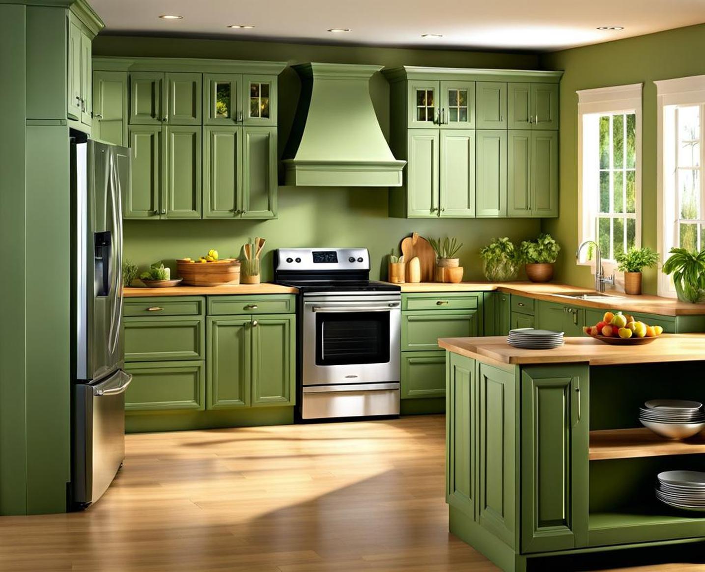 sage green kitchen cabinets painted