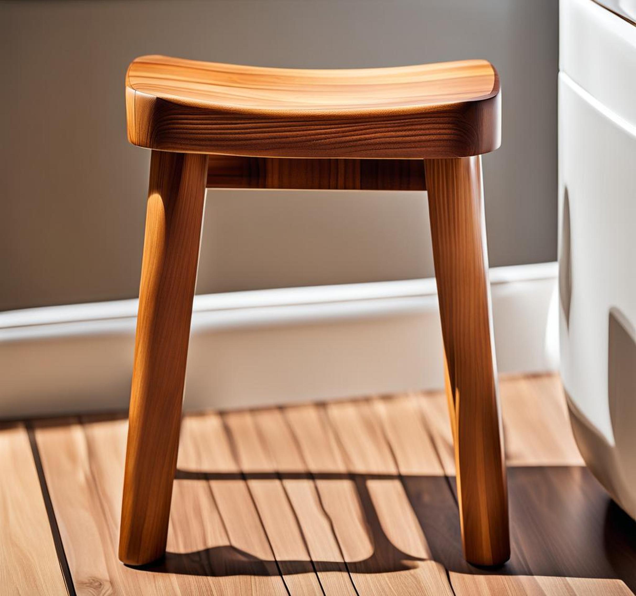 small wooden stool for bathroom