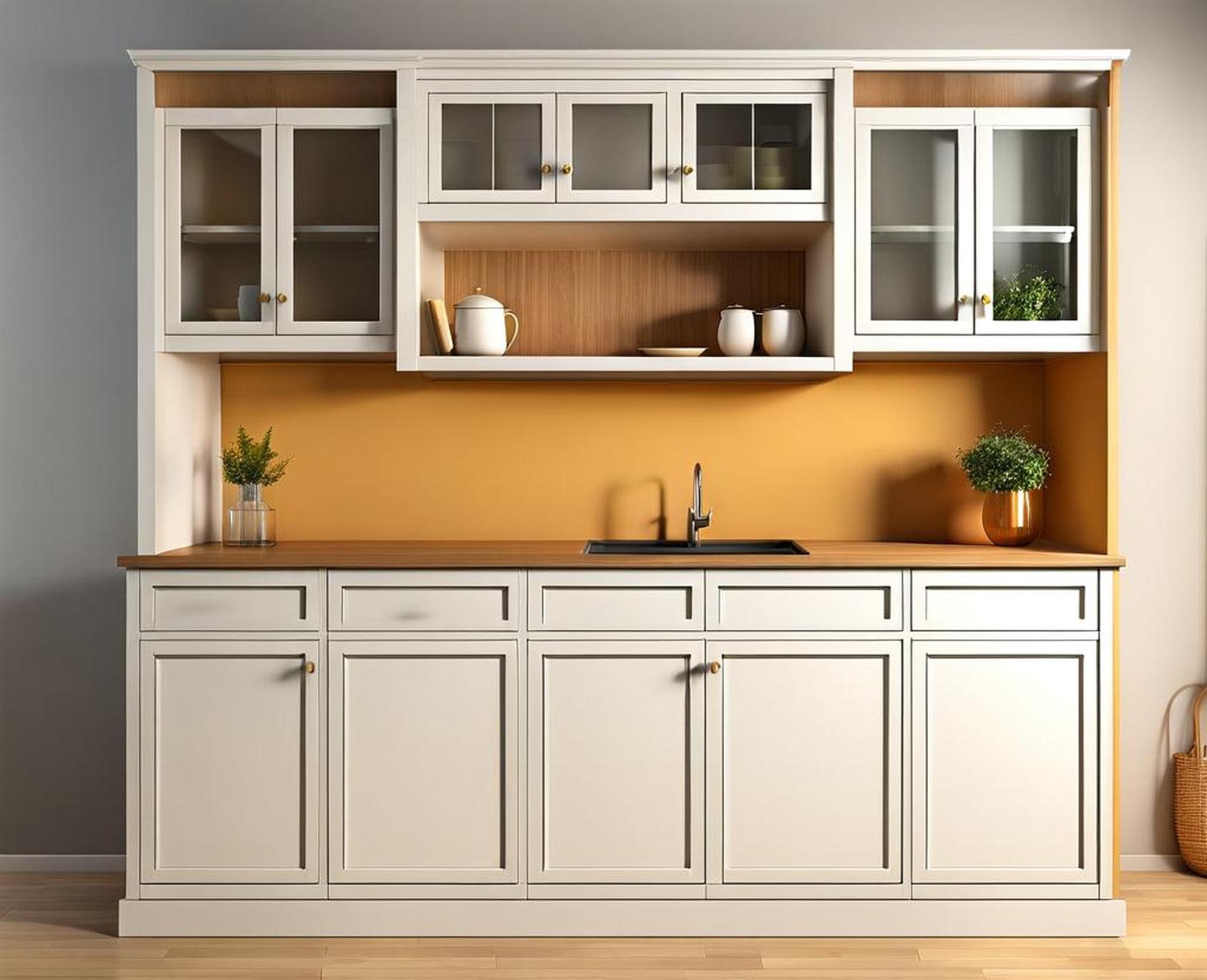 freestanding kitchen cabinet with countertop