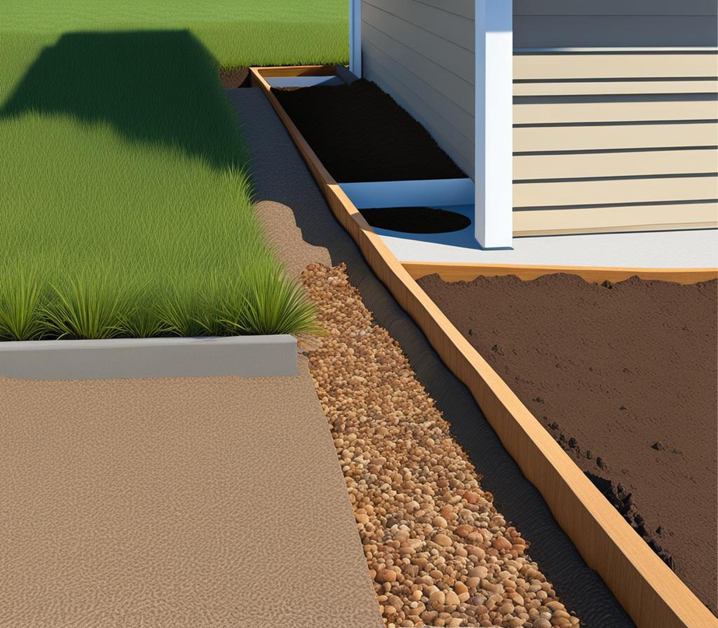 yard french drain before and after