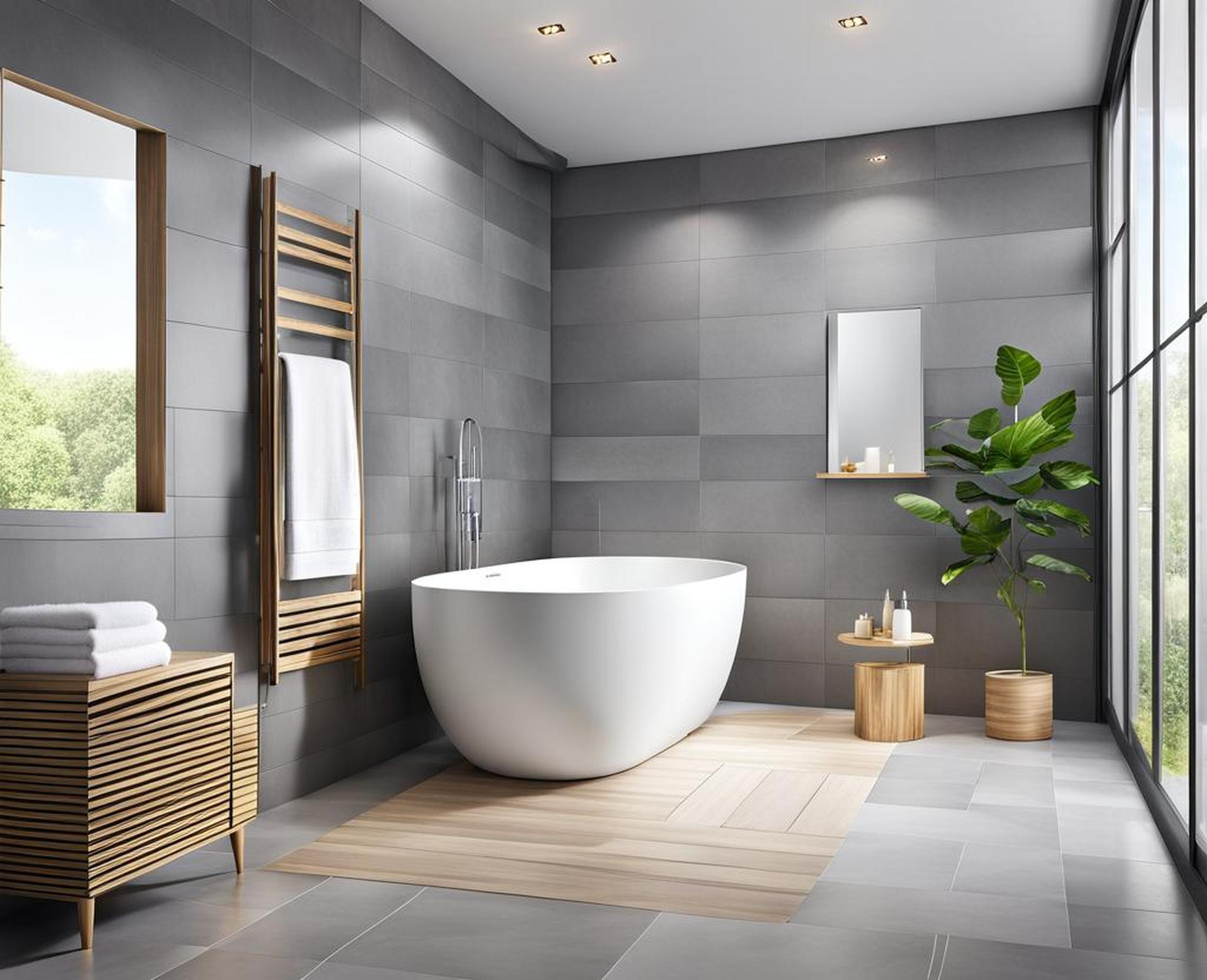 bathrooms in gray and white