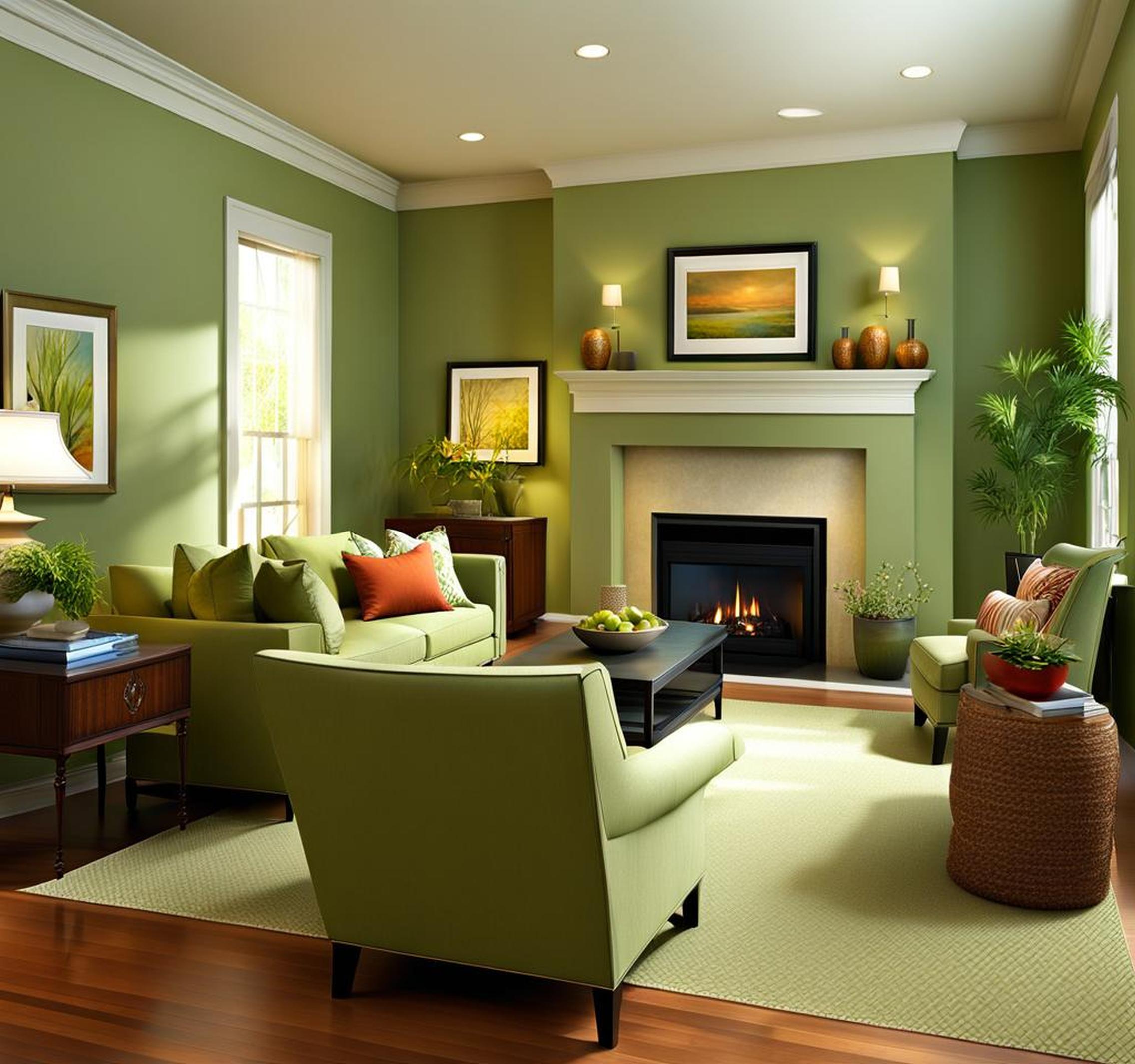 living room sage green walls