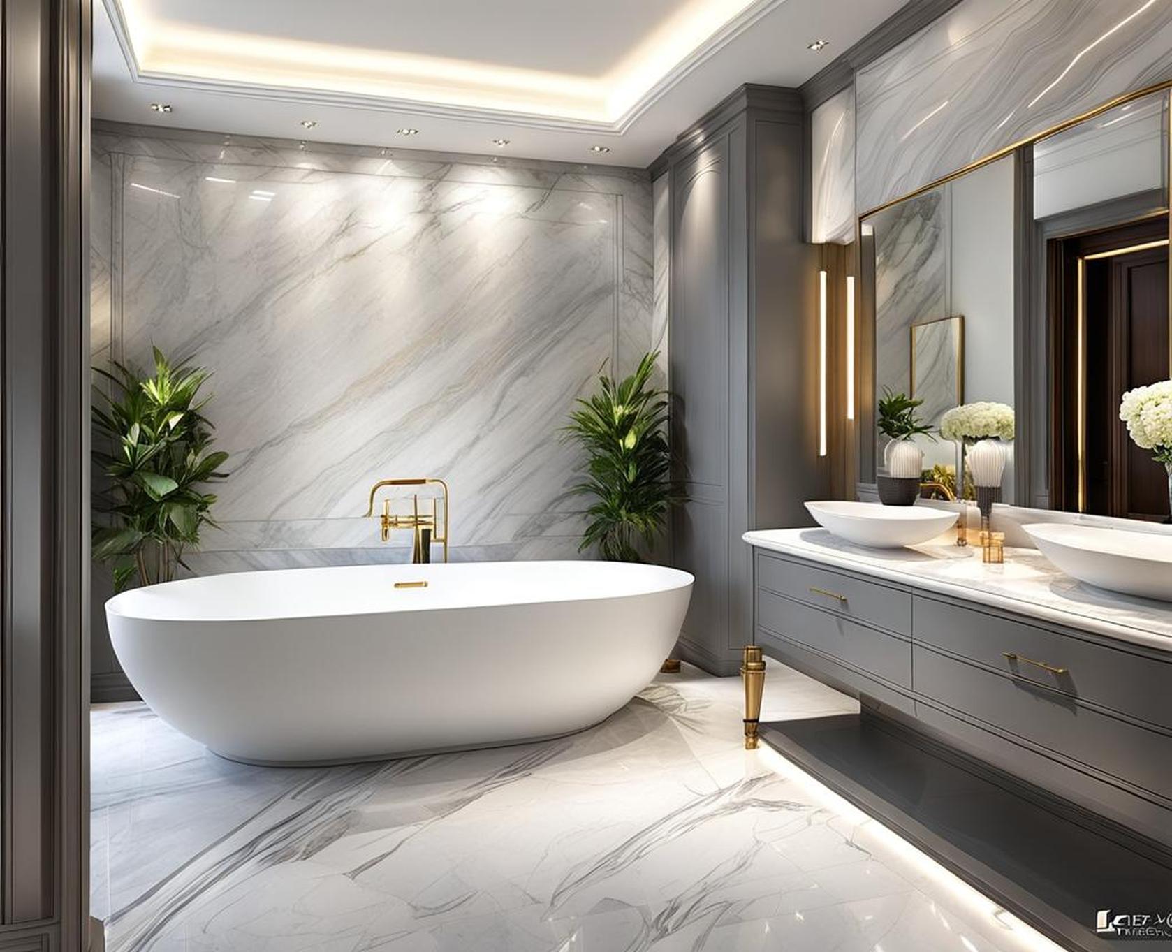 grey and white marble bathrooms