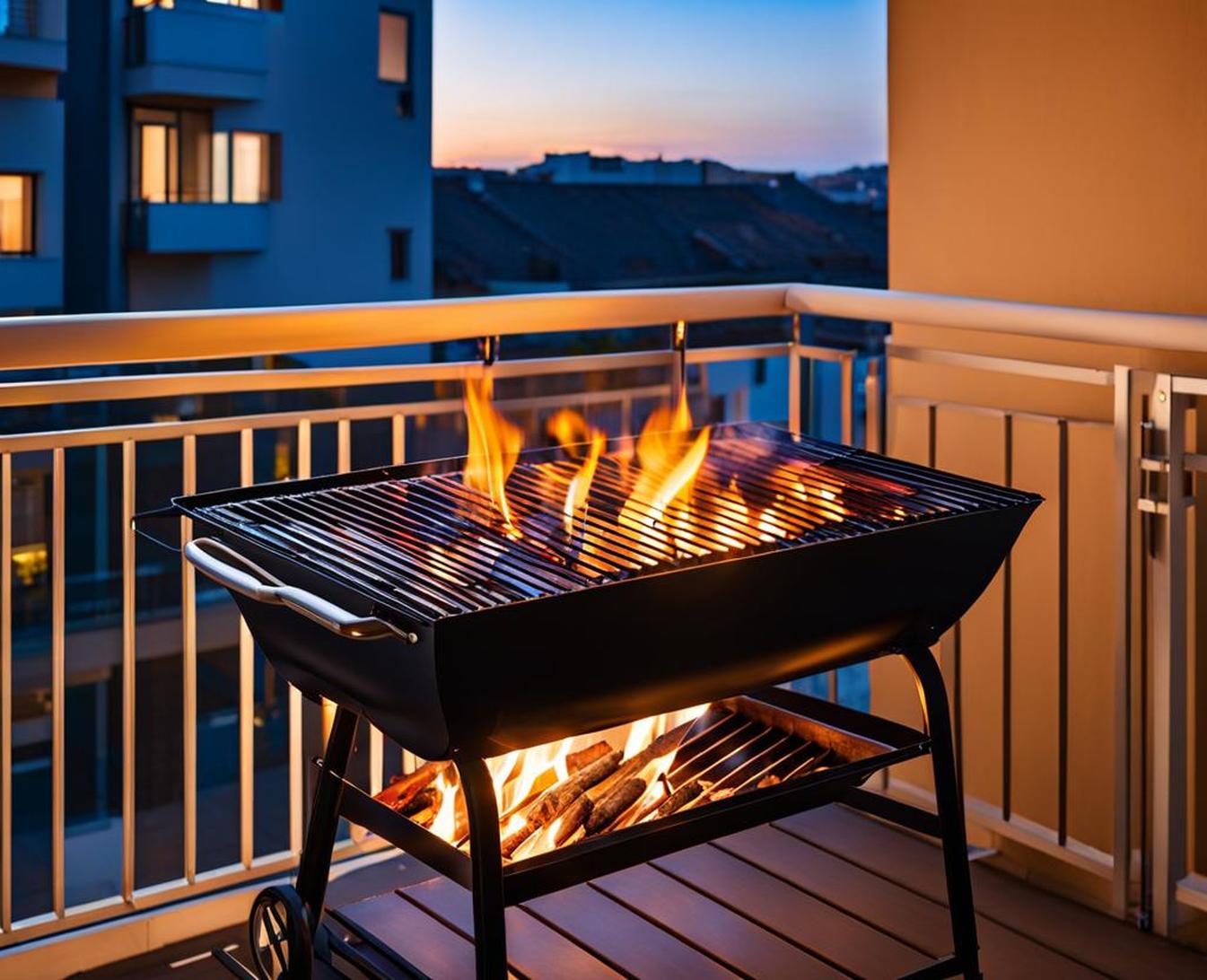 grilling on a balcony