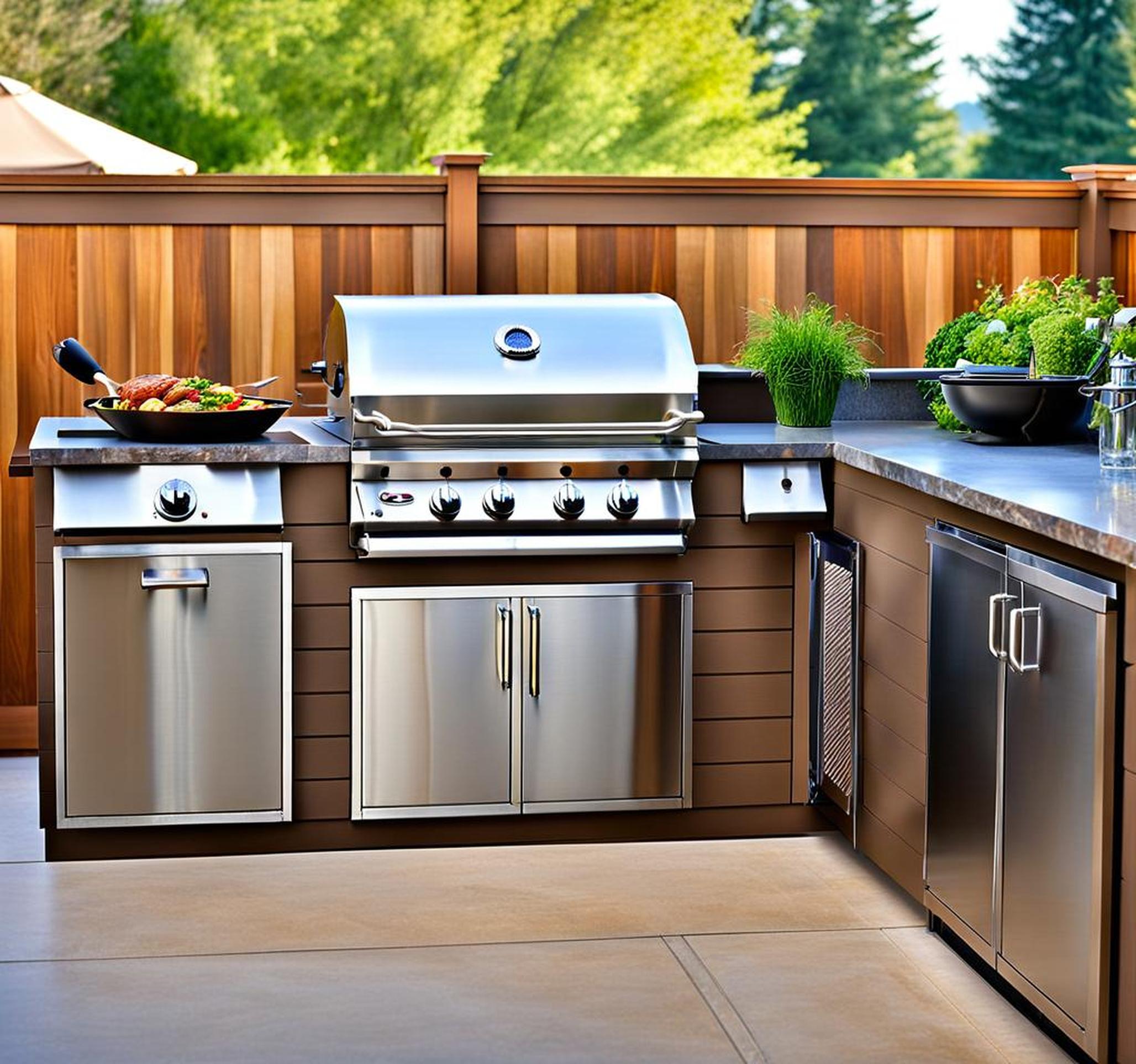 outdoor kitchen with flat top grill