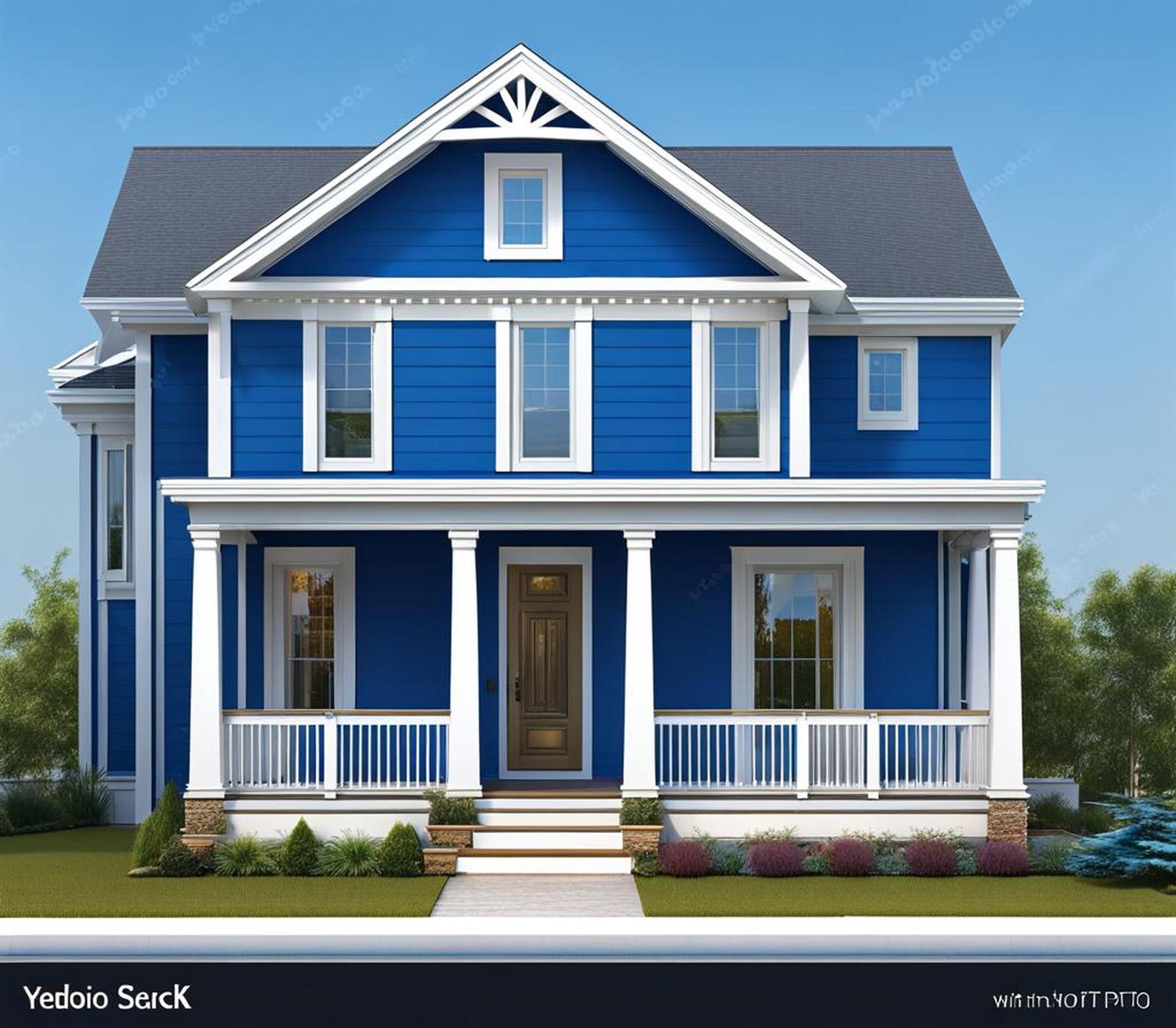 blue houses with white trim