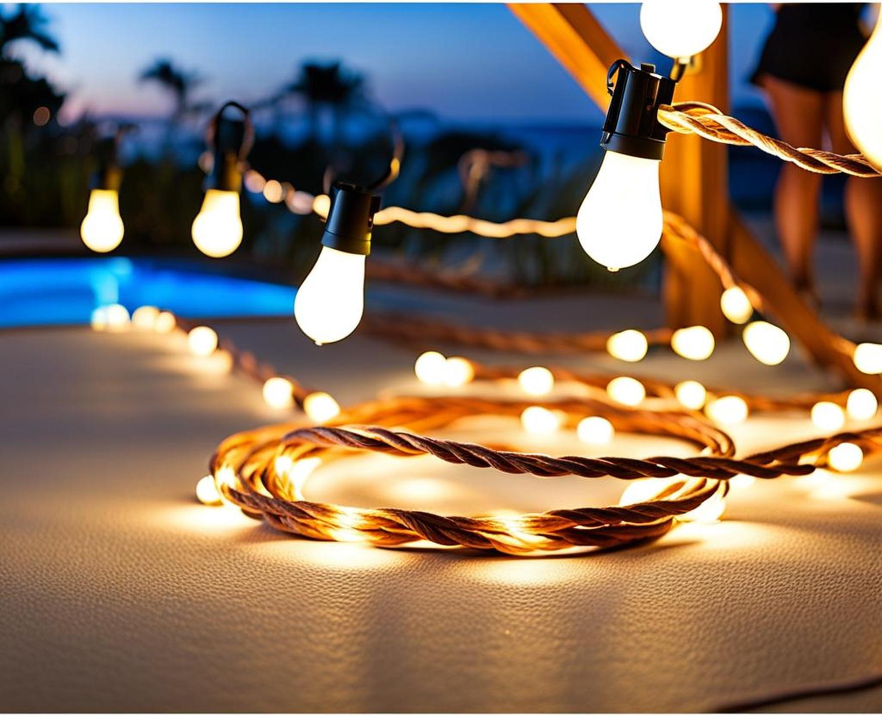 how to hang string lights around pool