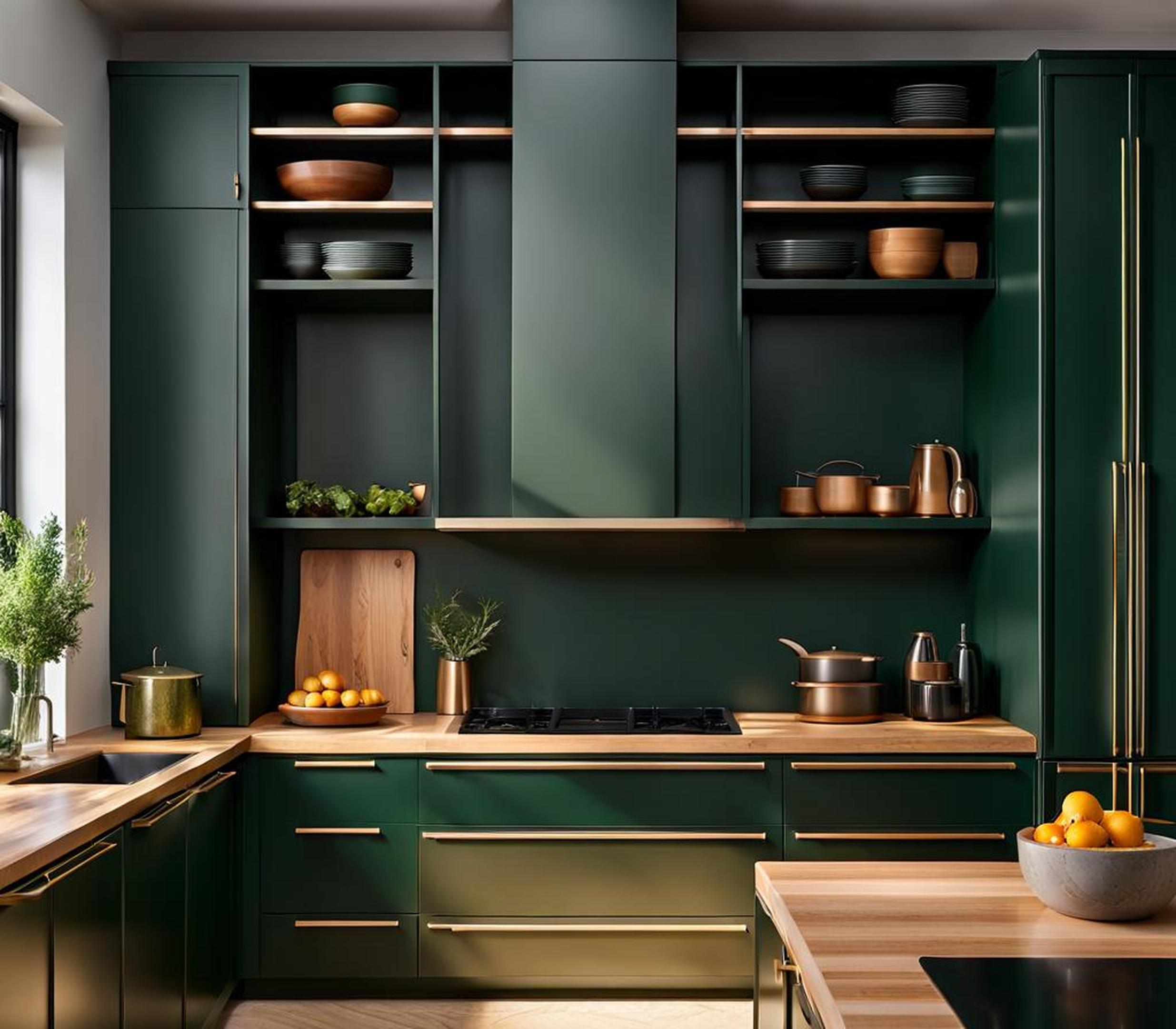 hunter green kitchen cabinets