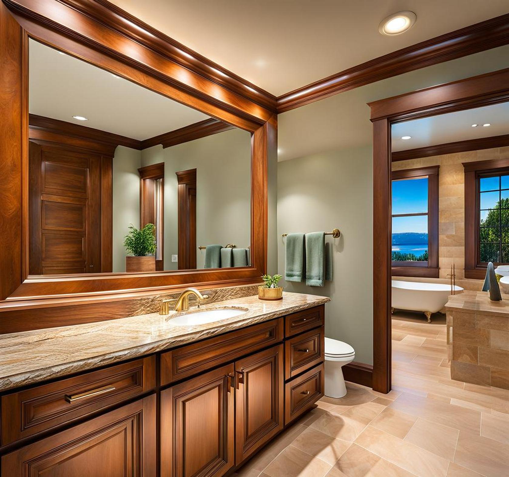 Design Tricks to Make Wood Framed Mirrors a Bathroom Focal Point