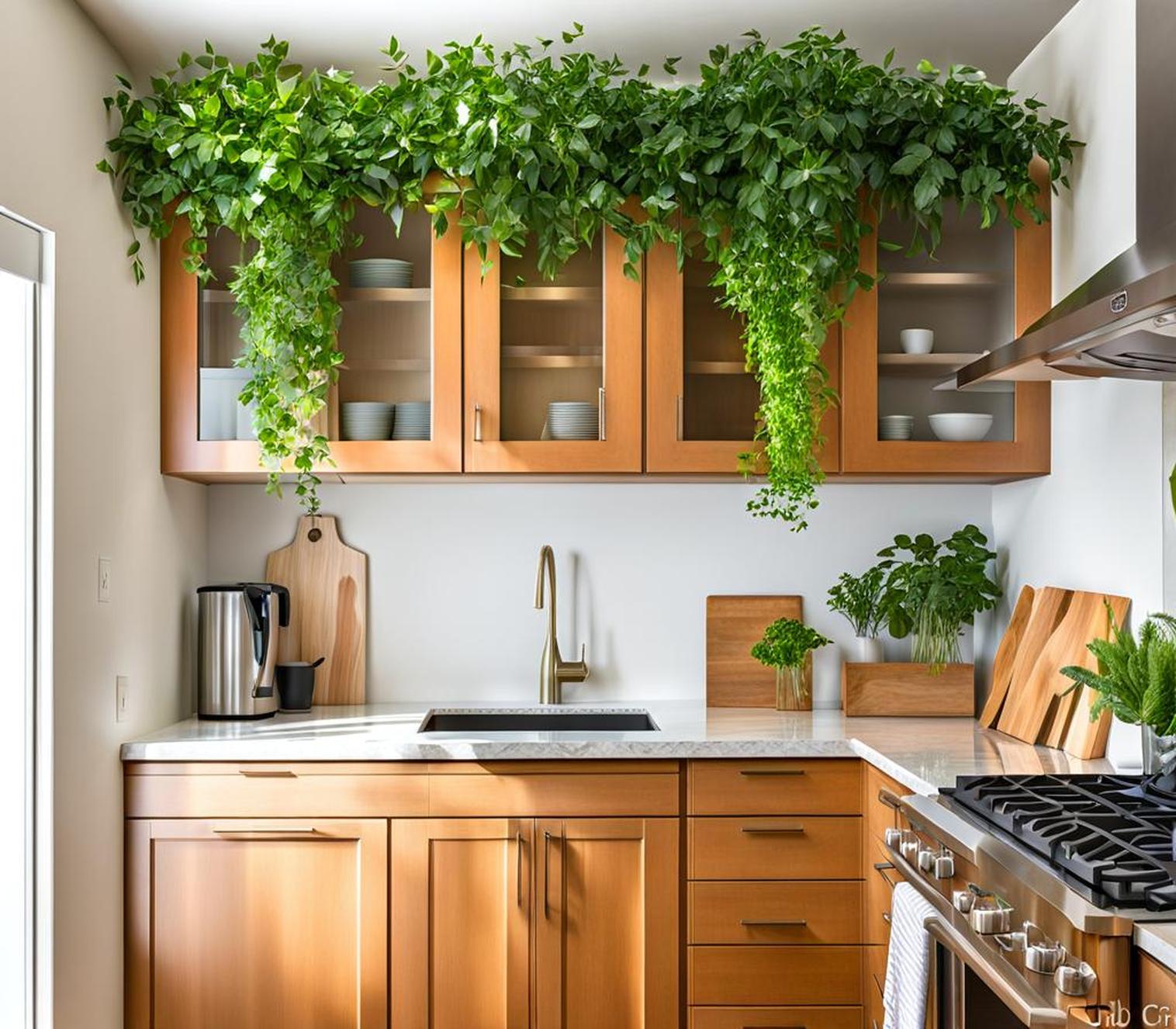 greenery for above kitchen cabinets