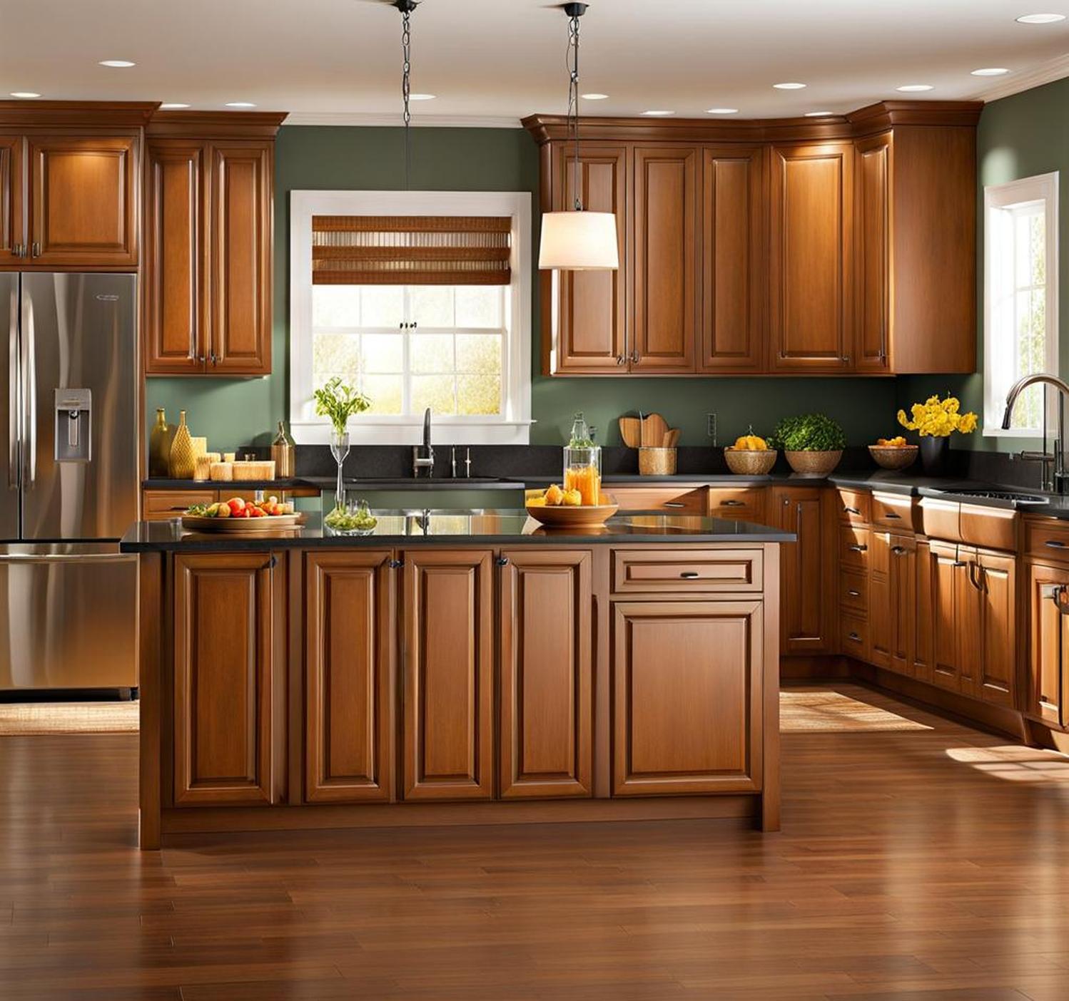 kitchen color schemes with wood cabinets