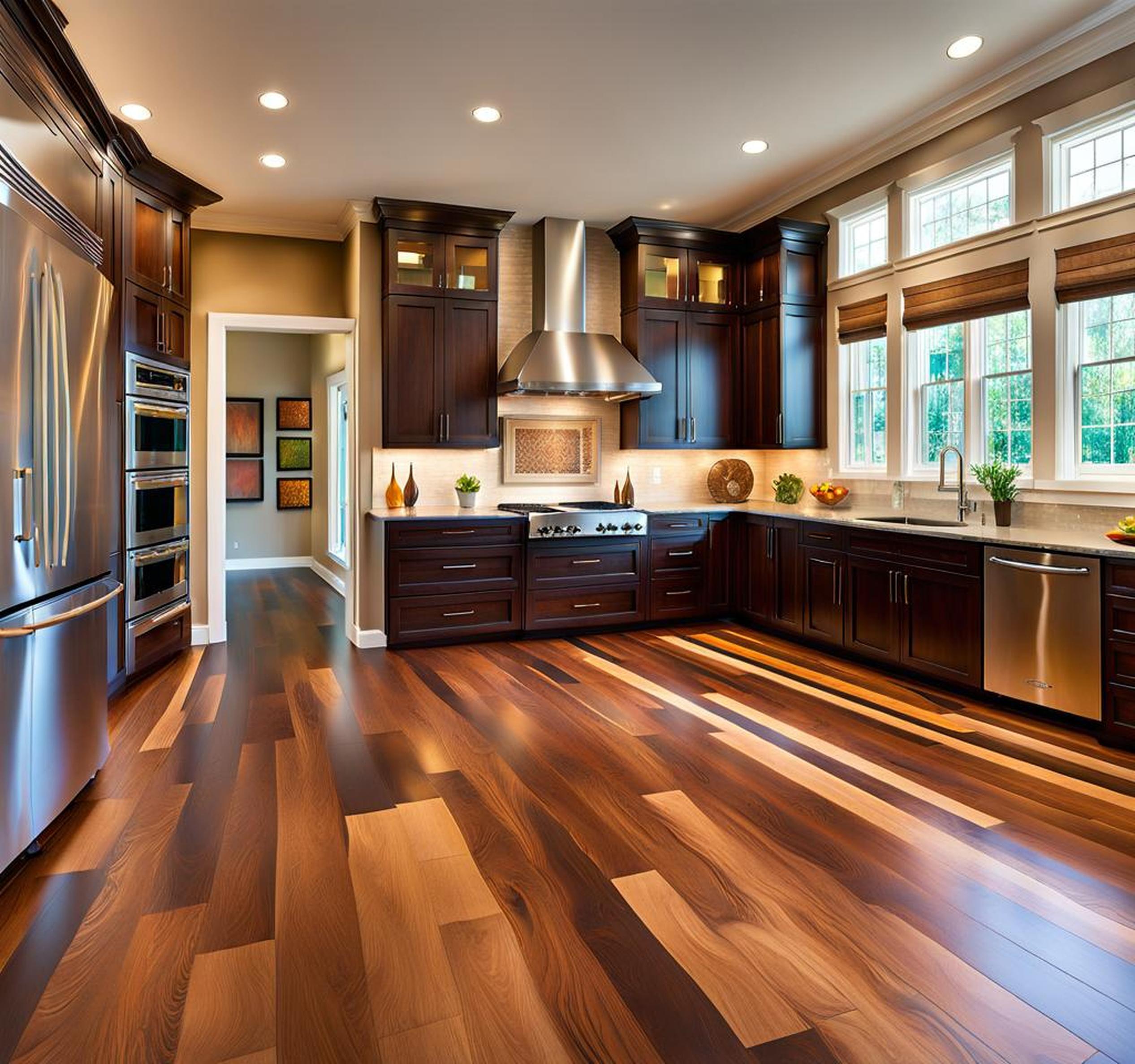 different wood floors in kitchen and living room