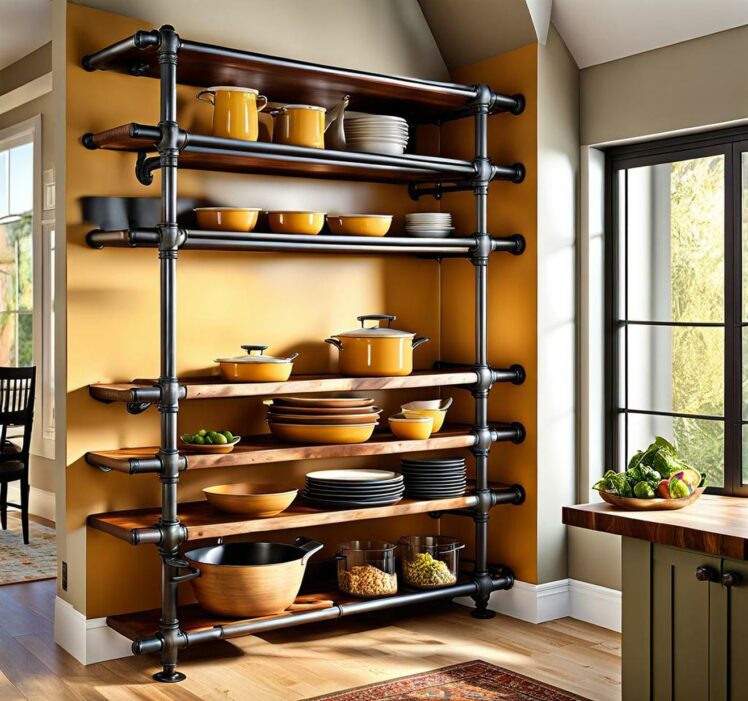 Pipe Shelving Transforms Tight Kitchens Into Organized Spaces ...