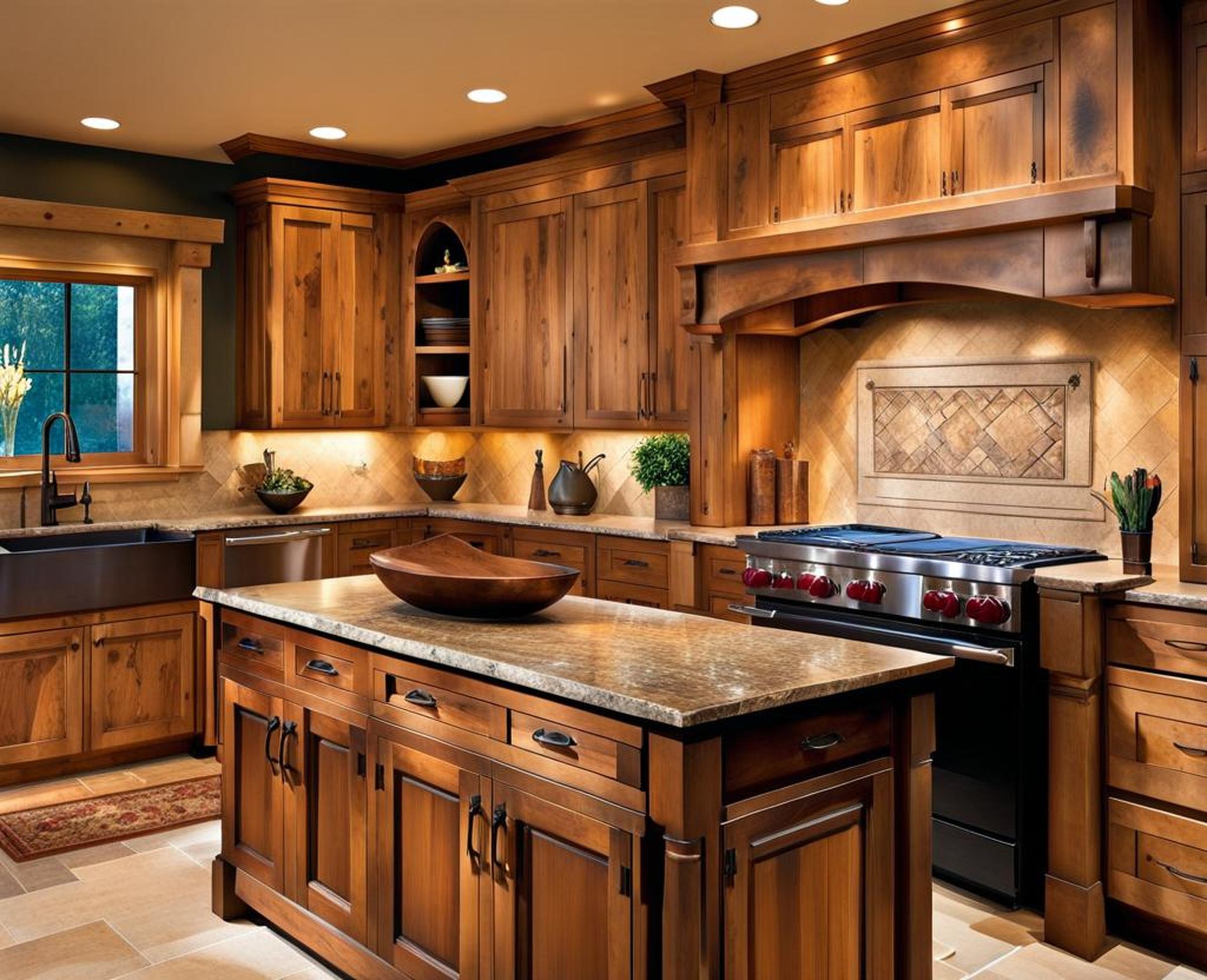 rustic knotty alder kitchen cabinets