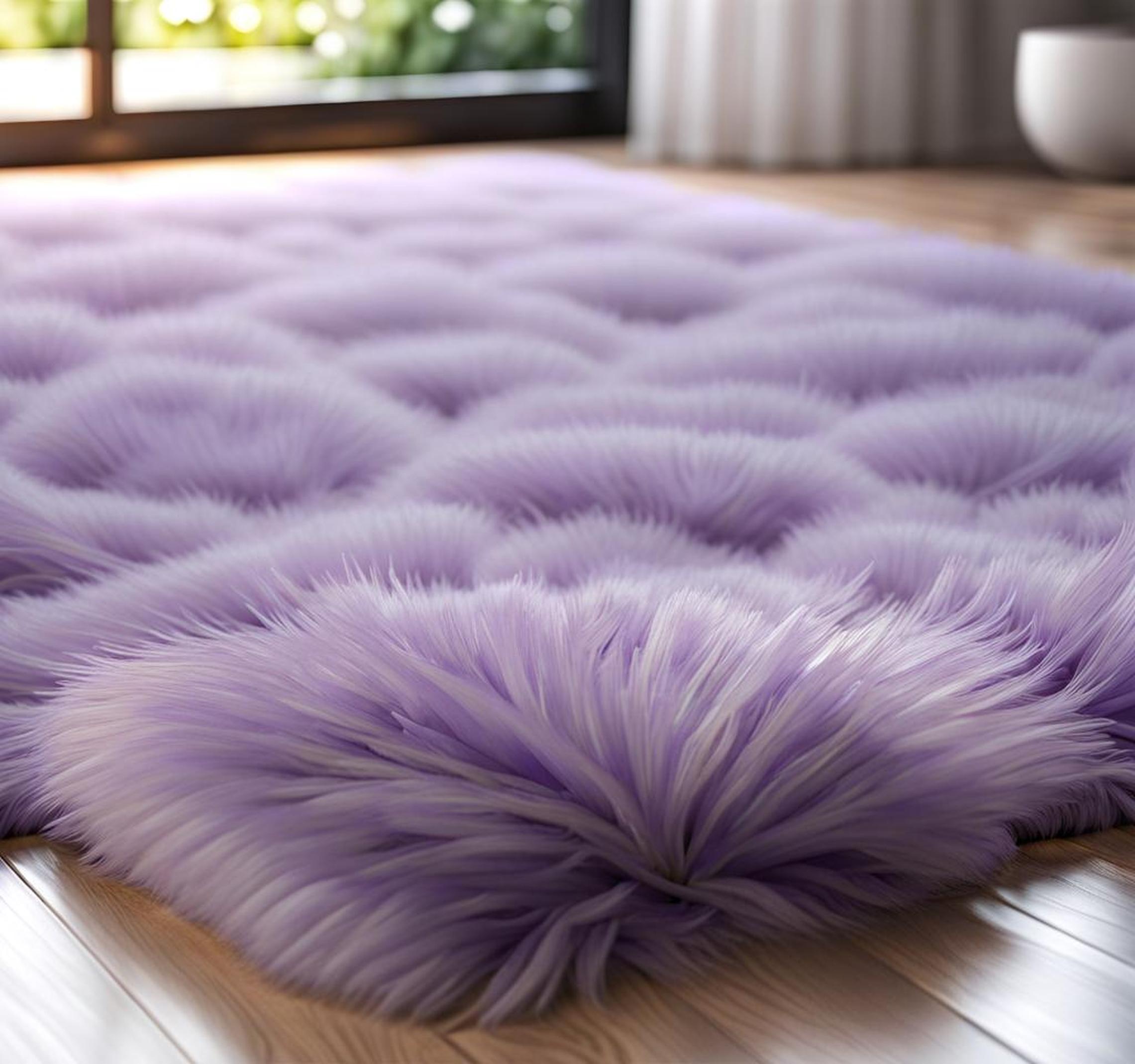 lavender faux fur rug