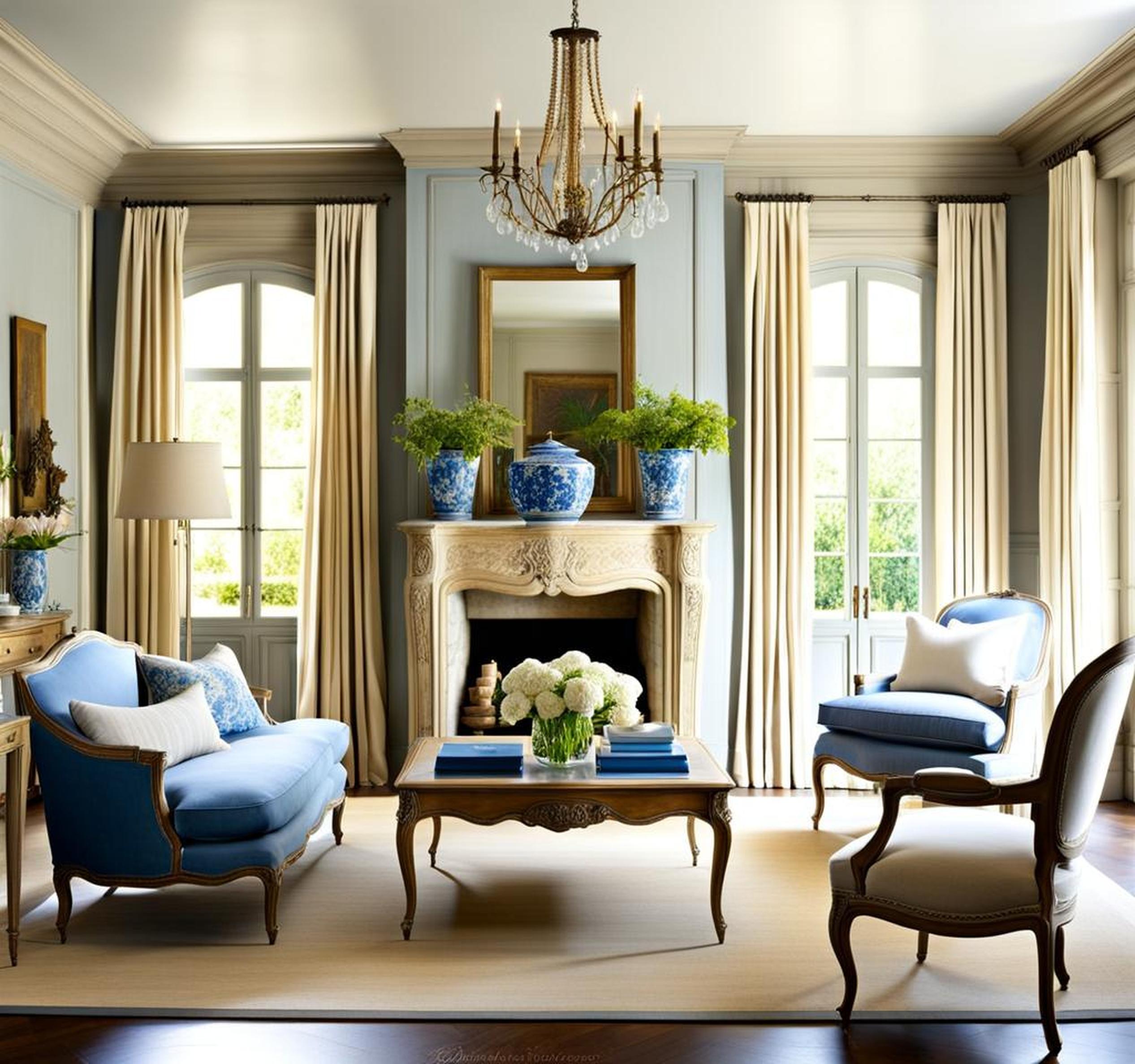 Neutrals No More! Adding French Blue to Your Country Living Room