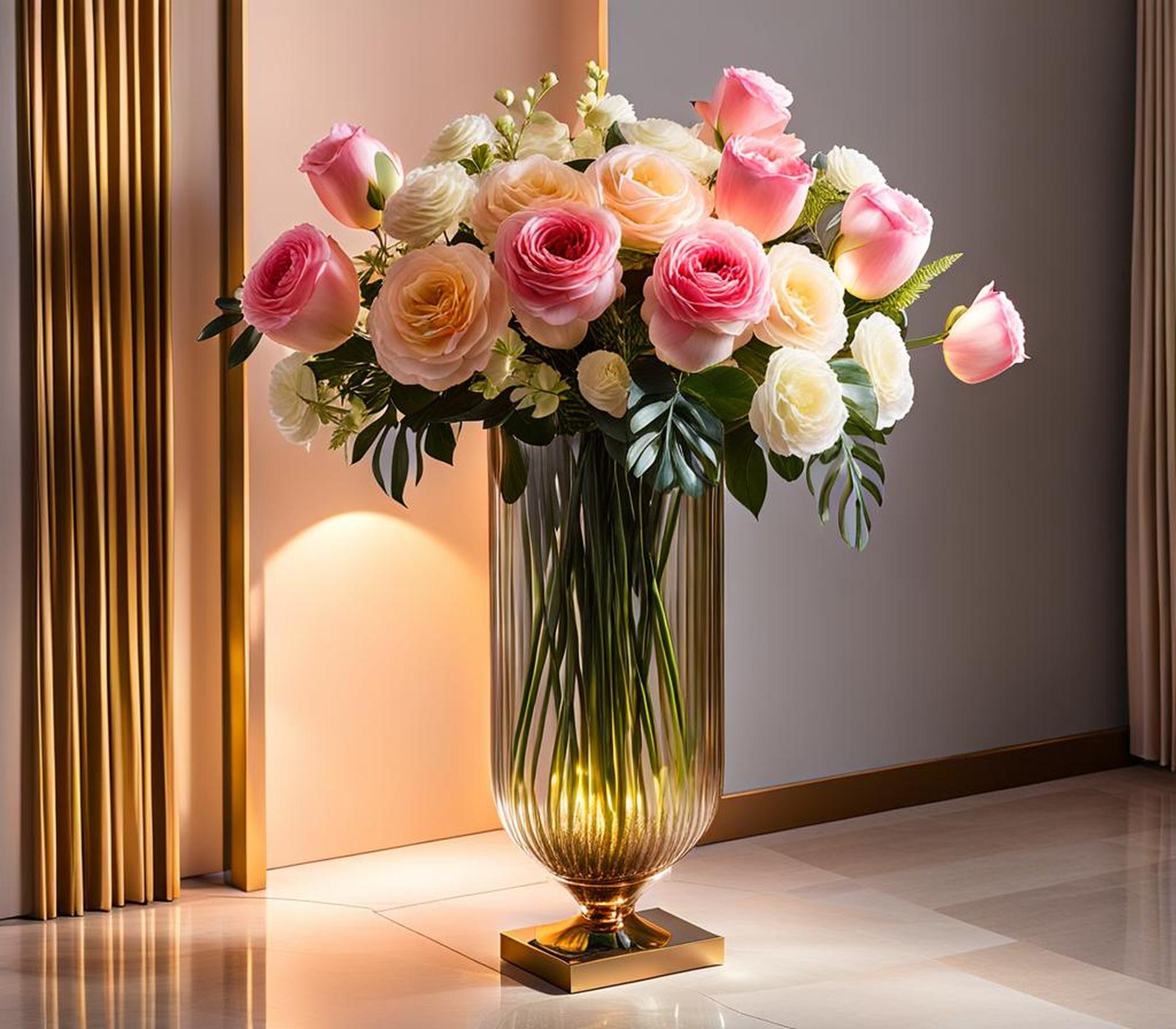 artificial flower arrangements in floor vases