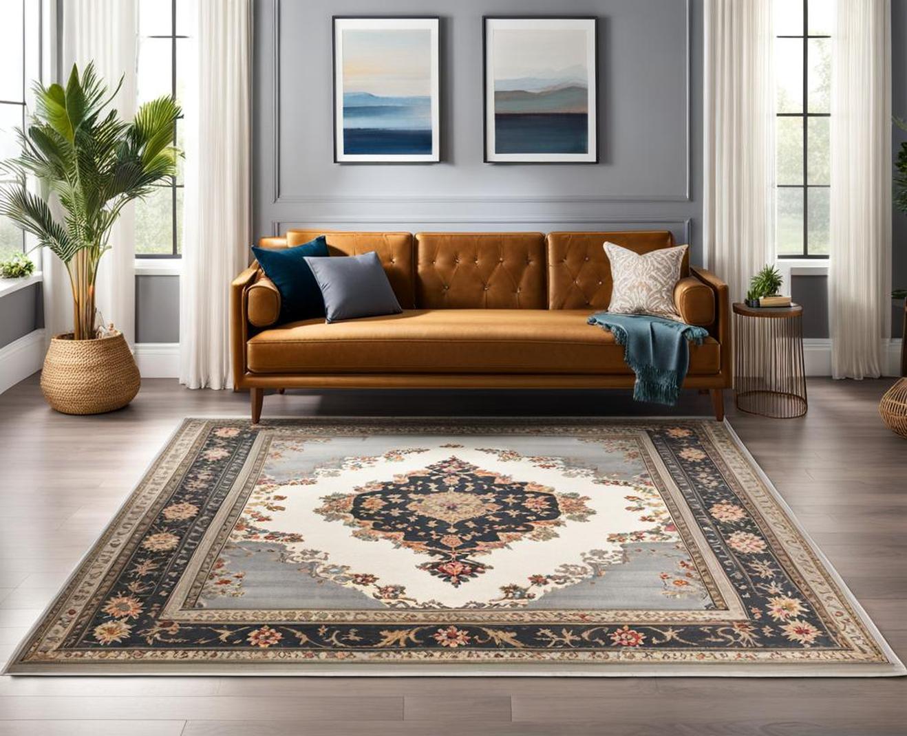 maral border vintage grey rug