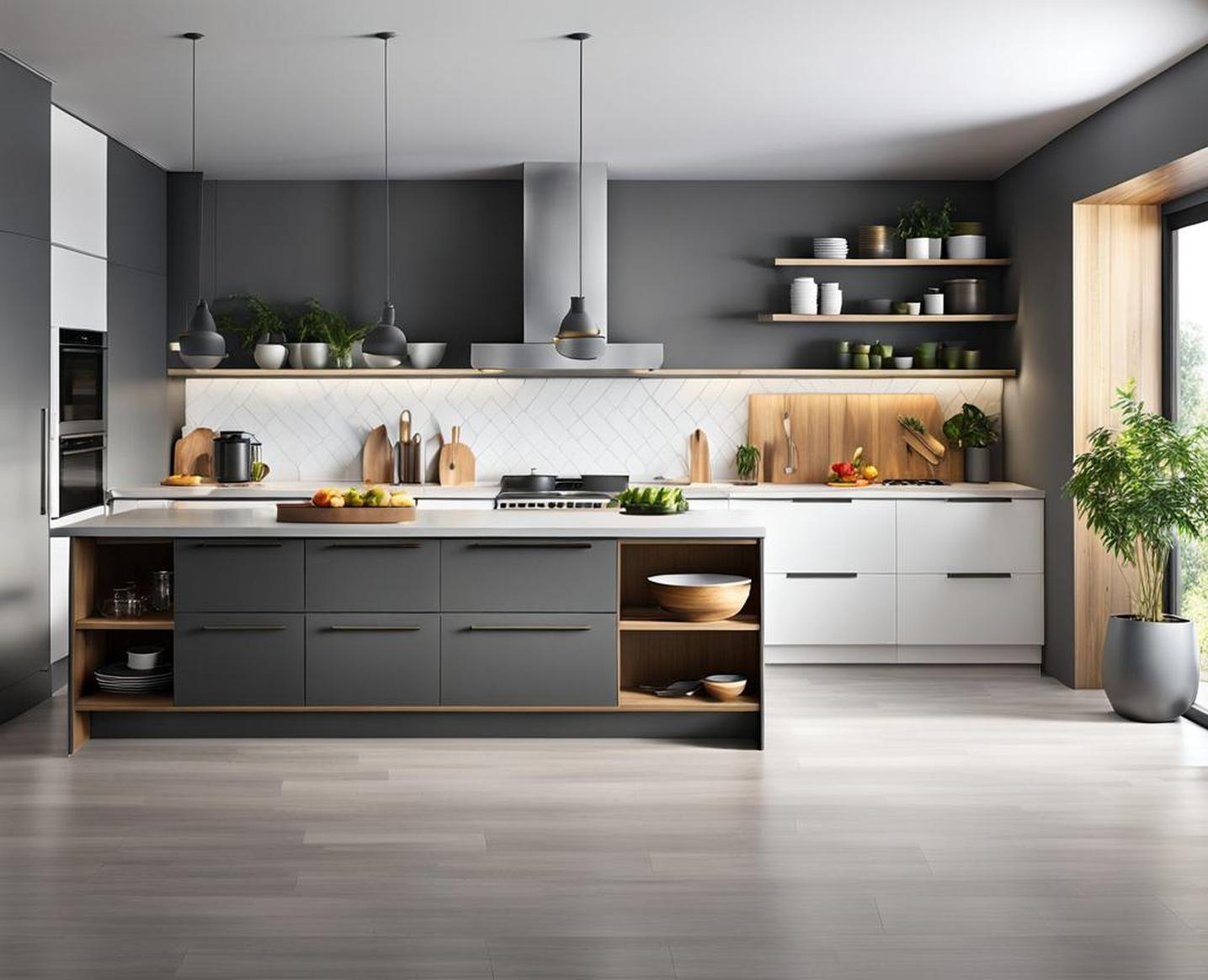 gray n white kitchen