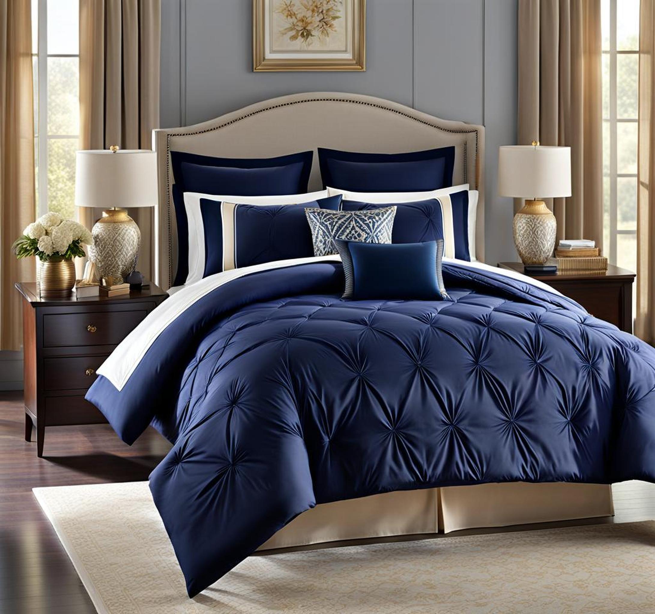 comforters with navy blue