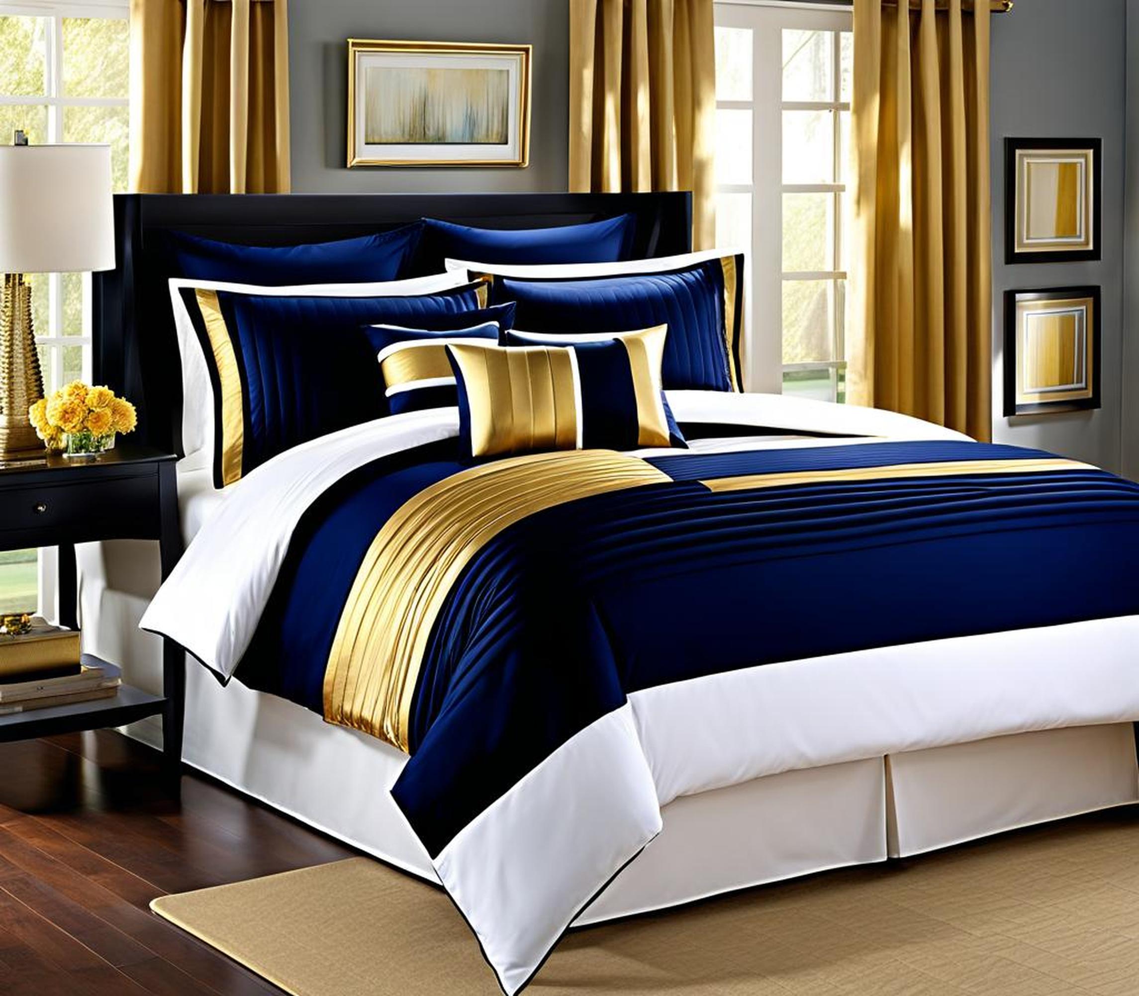 Finally – Navy Blue and Gold Bedding That Makes Waking Up Easy