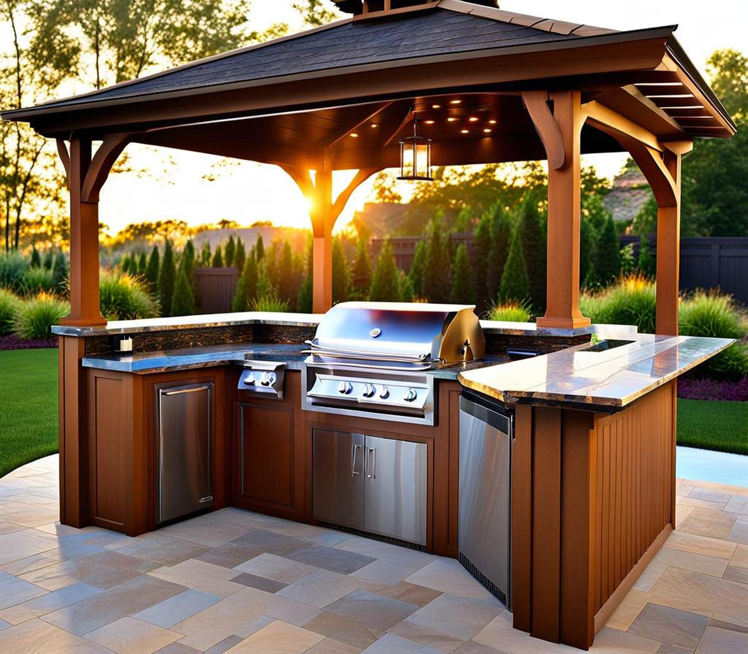 small outdoor kitchen with bar