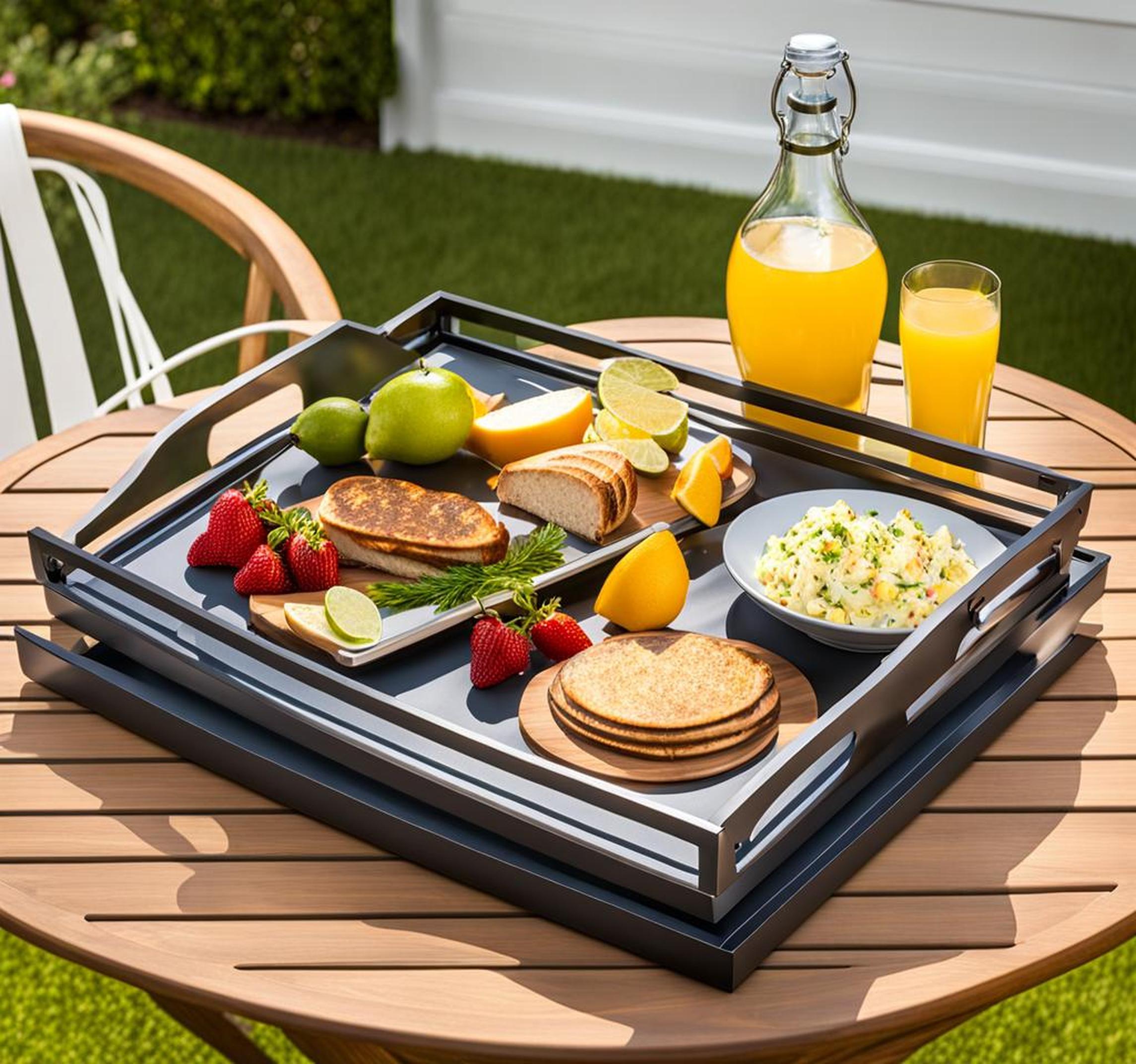 outdoor serving tray with cover