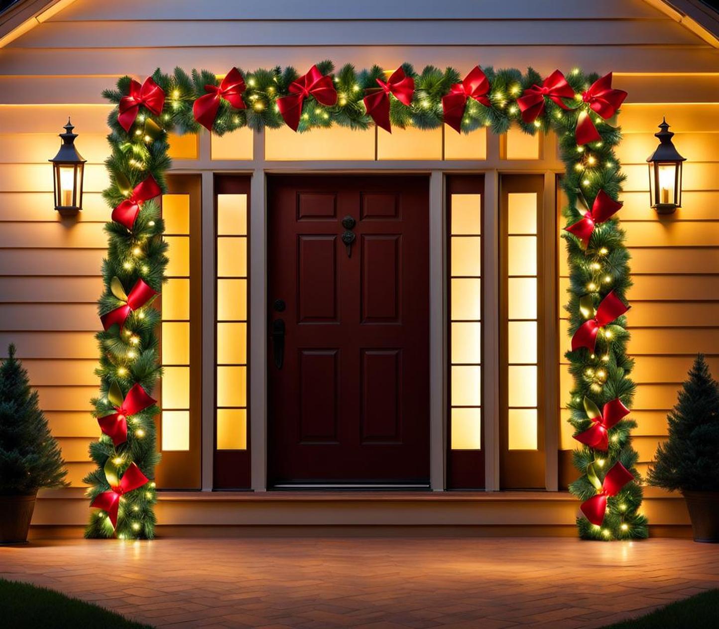 pre lit outdoor garland and wreath set