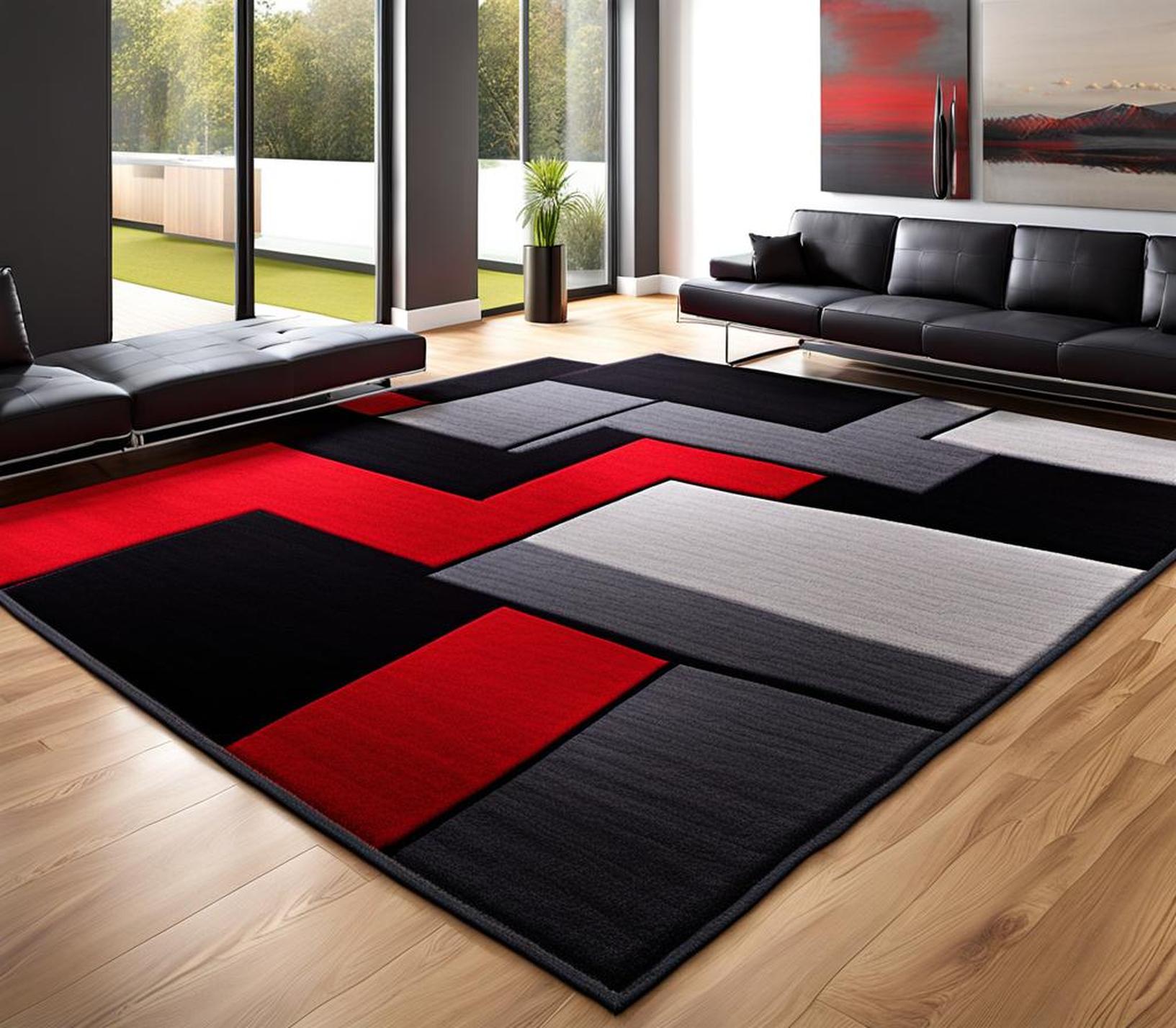 red black and grey area rugs