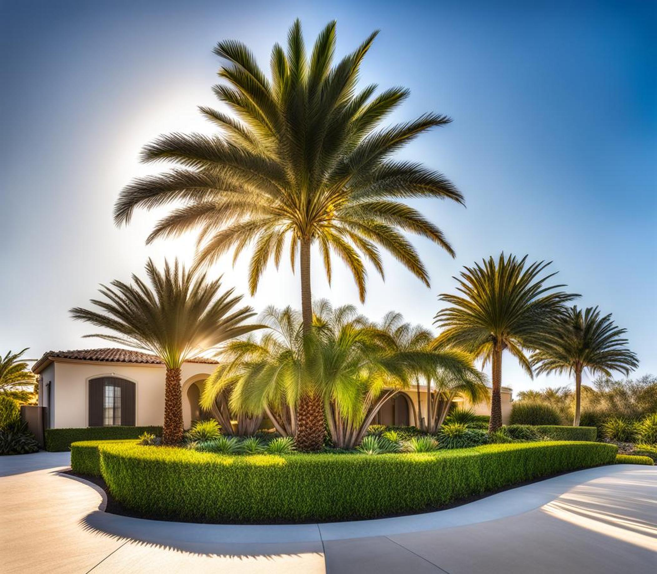 landscaping around palm trees