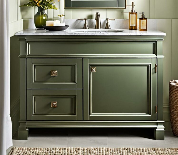 How To Pull Off A Pewter Green Vanity In Your Bathroom Remodel