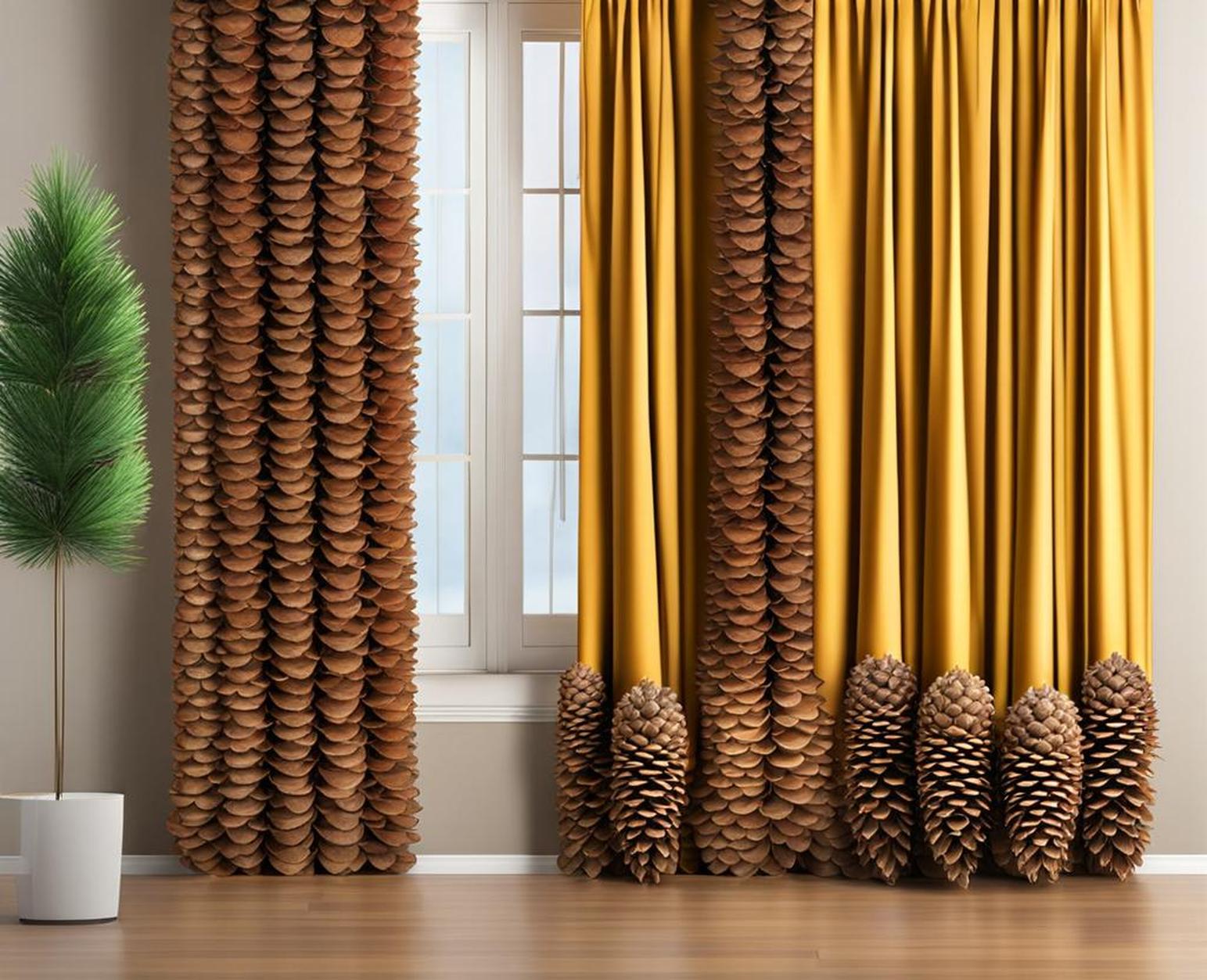 curtains with pine cones