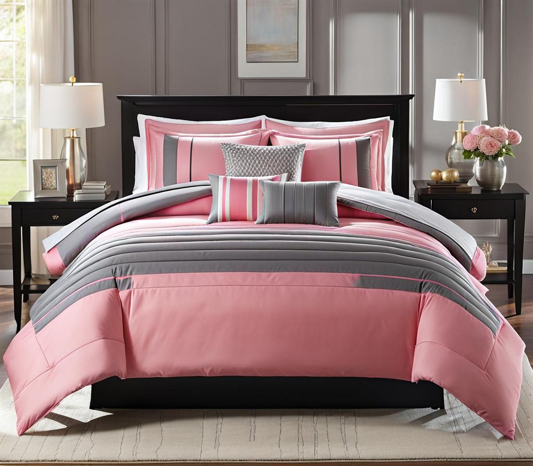pink and grey comforter set queen