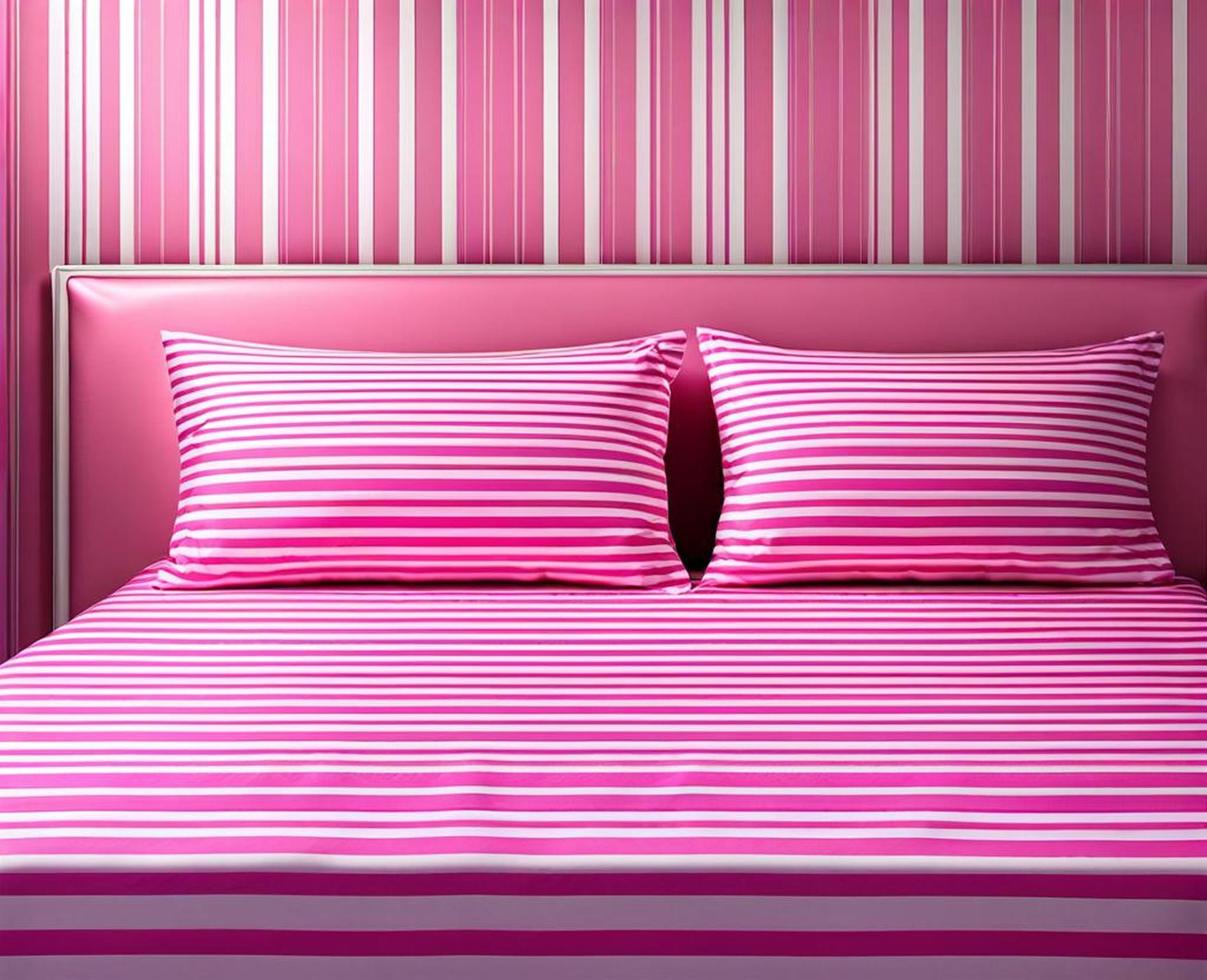 pink and white striped sheets