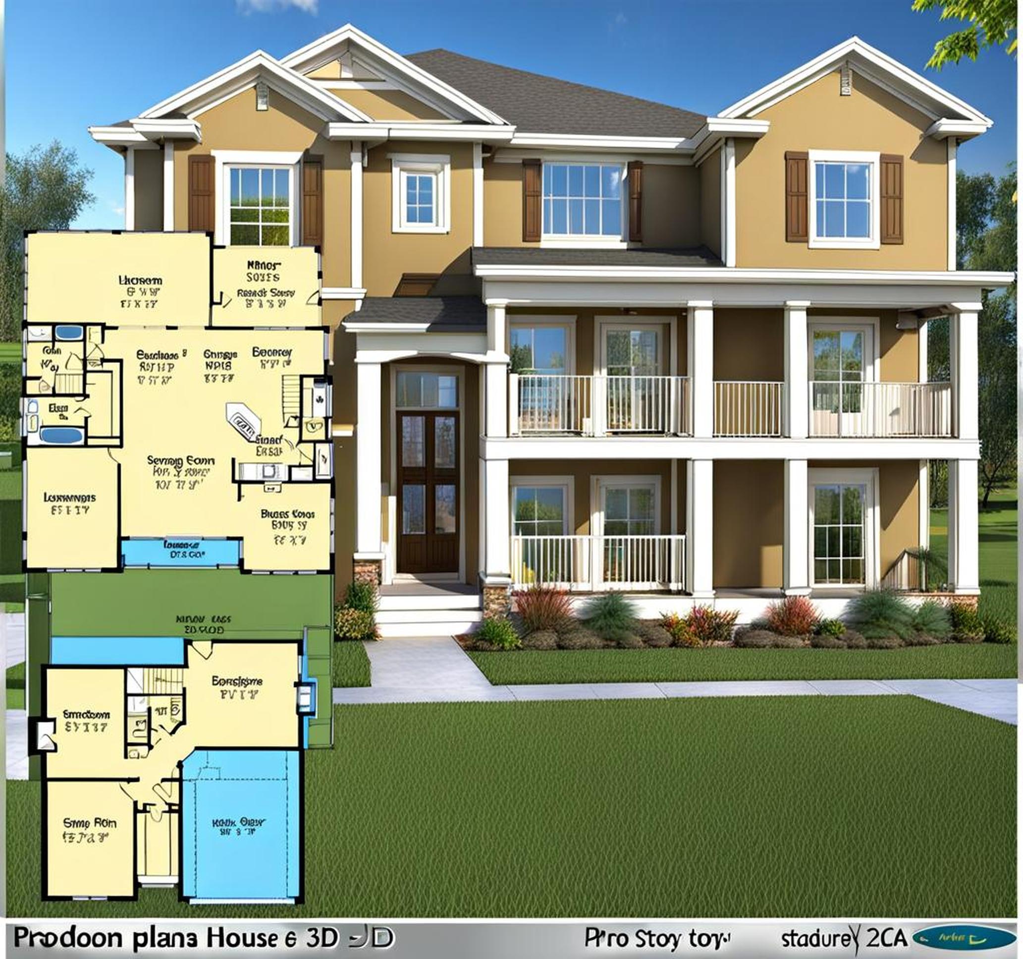 5 bedroom house plans 2 story 3d