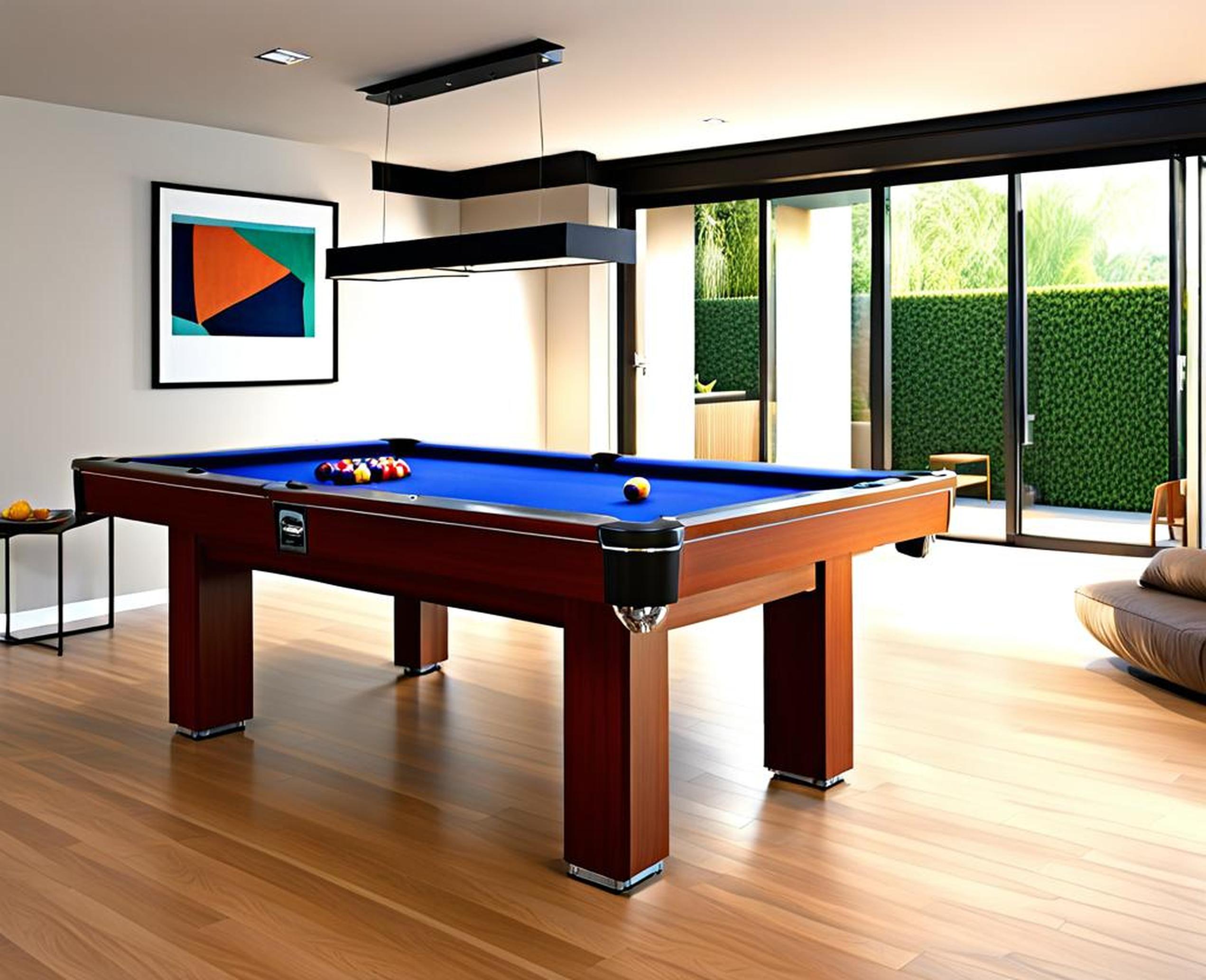 pool table in a small room