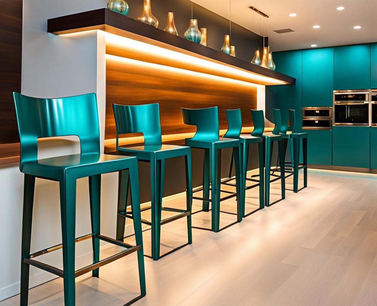 Stand Out with Flashy Powder-Coated Teal Bar Stools