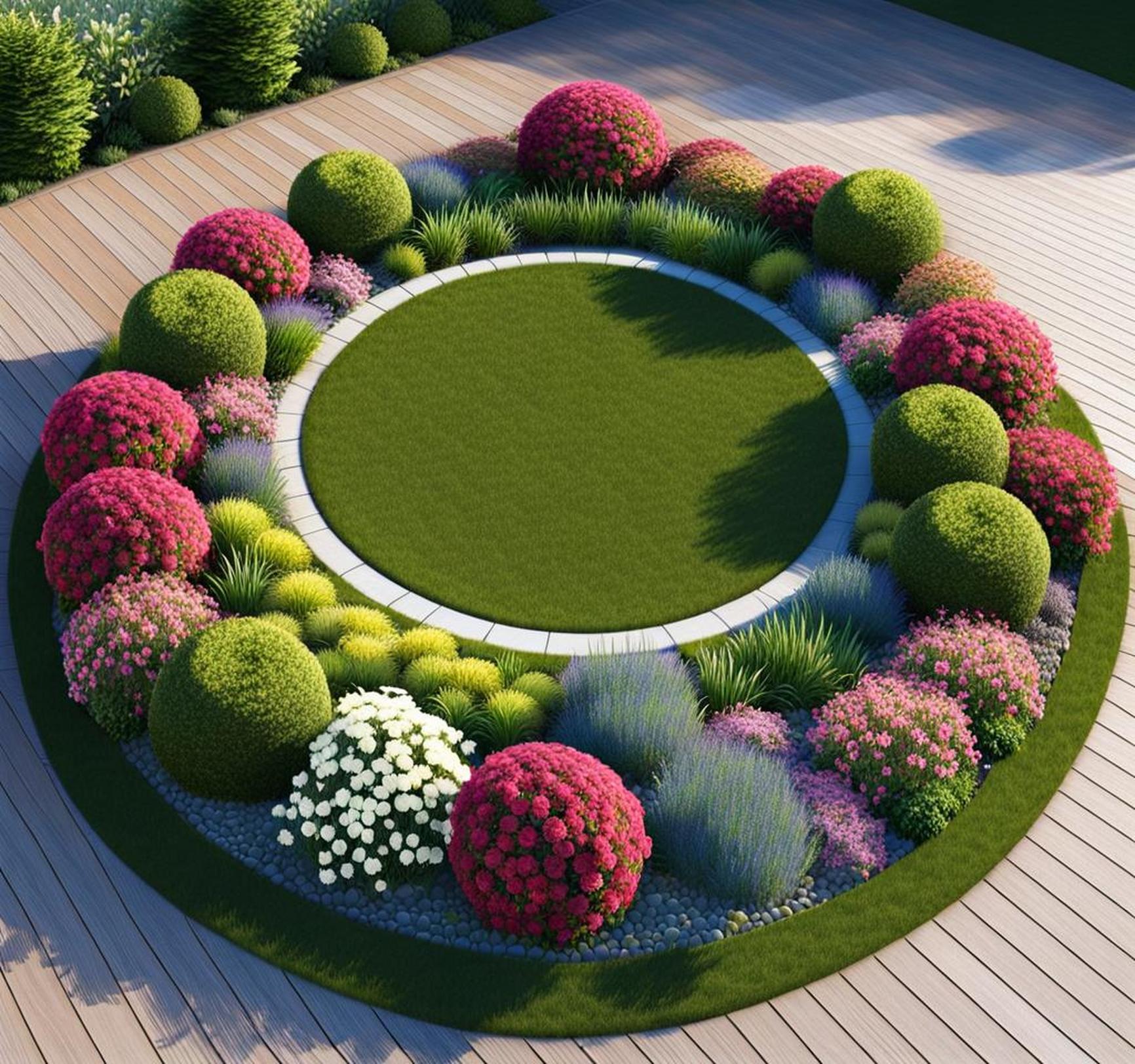 ideas for round flower bed