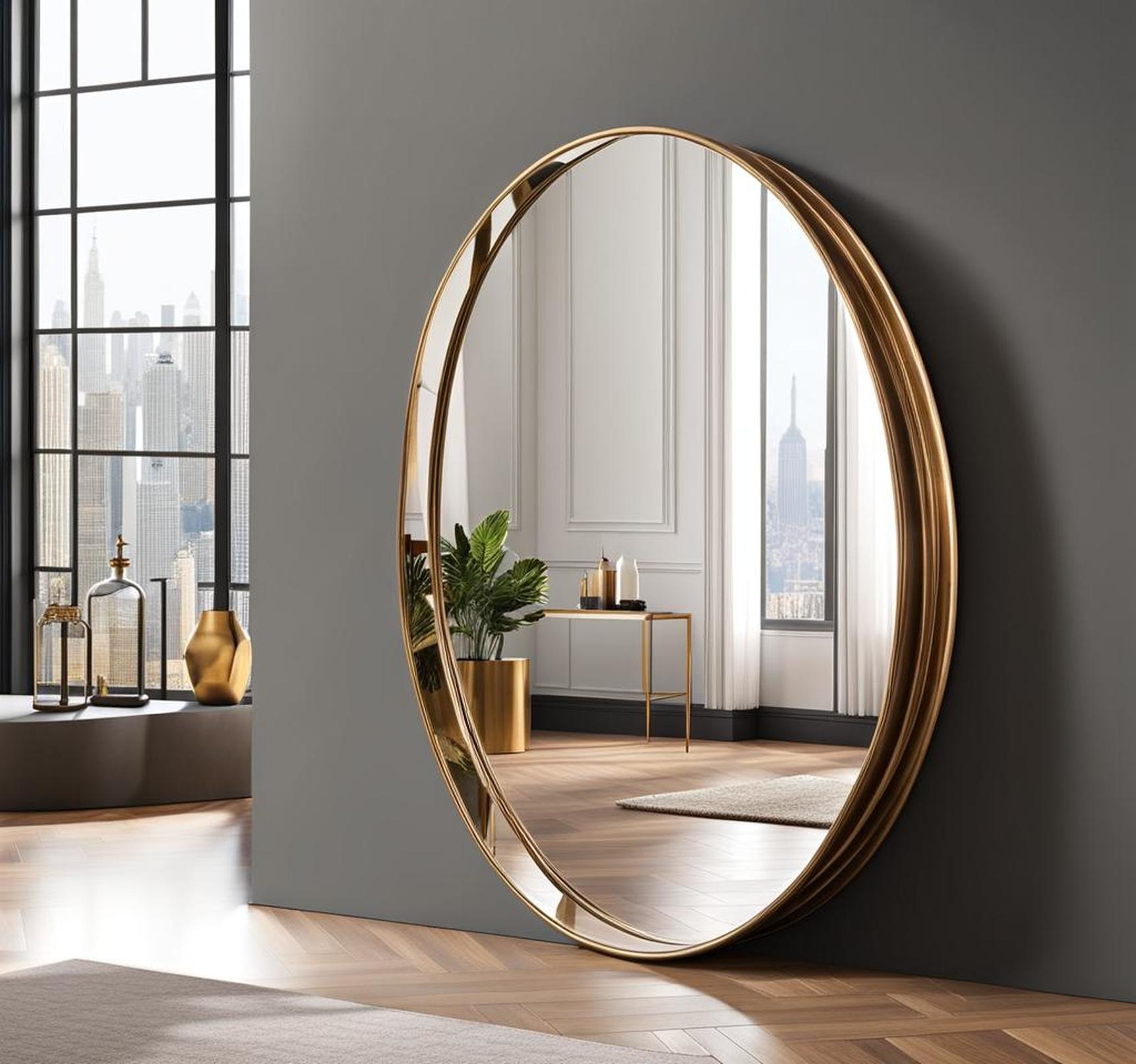 rounded edge floor mirror