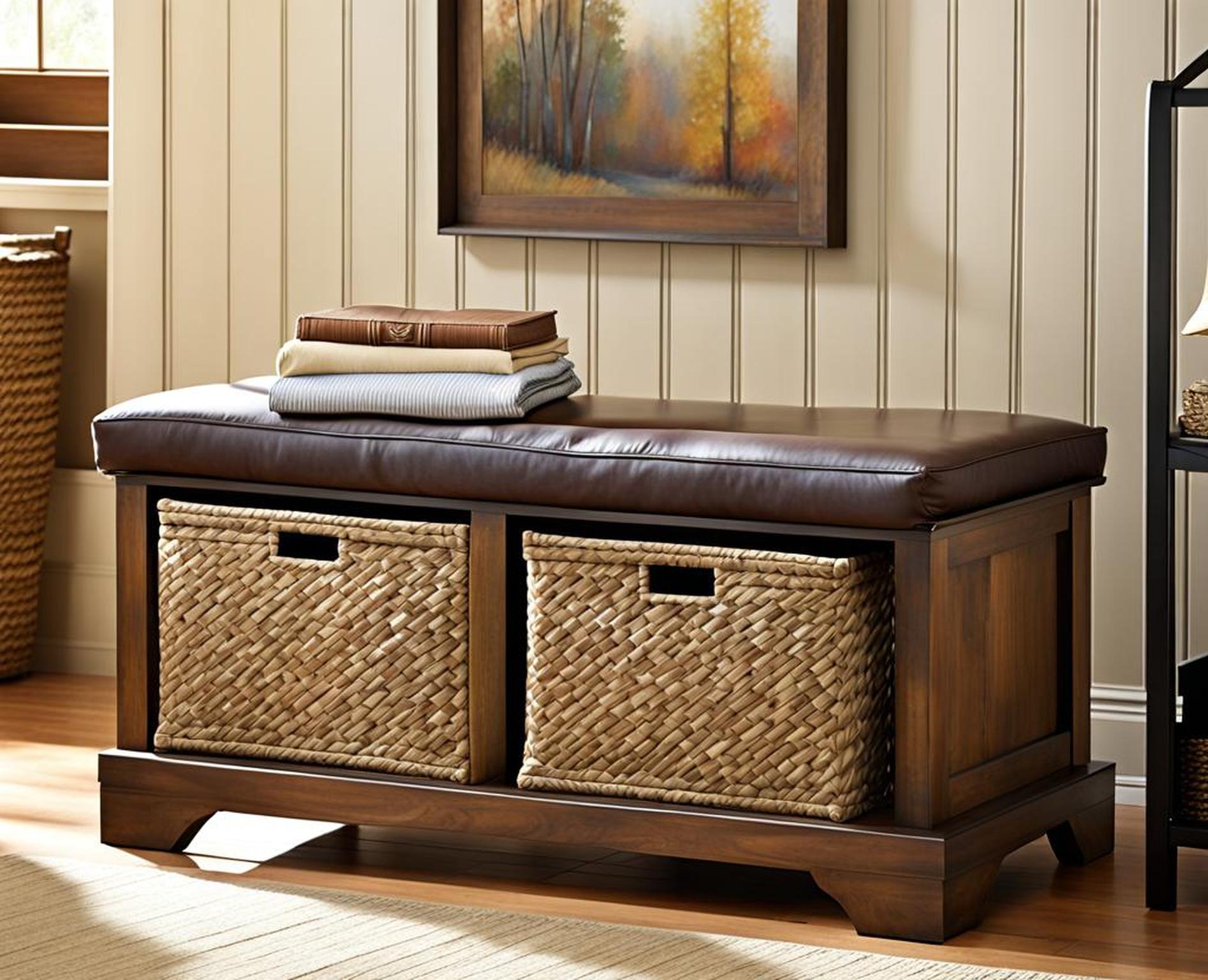 rustic bedroom bench with storage