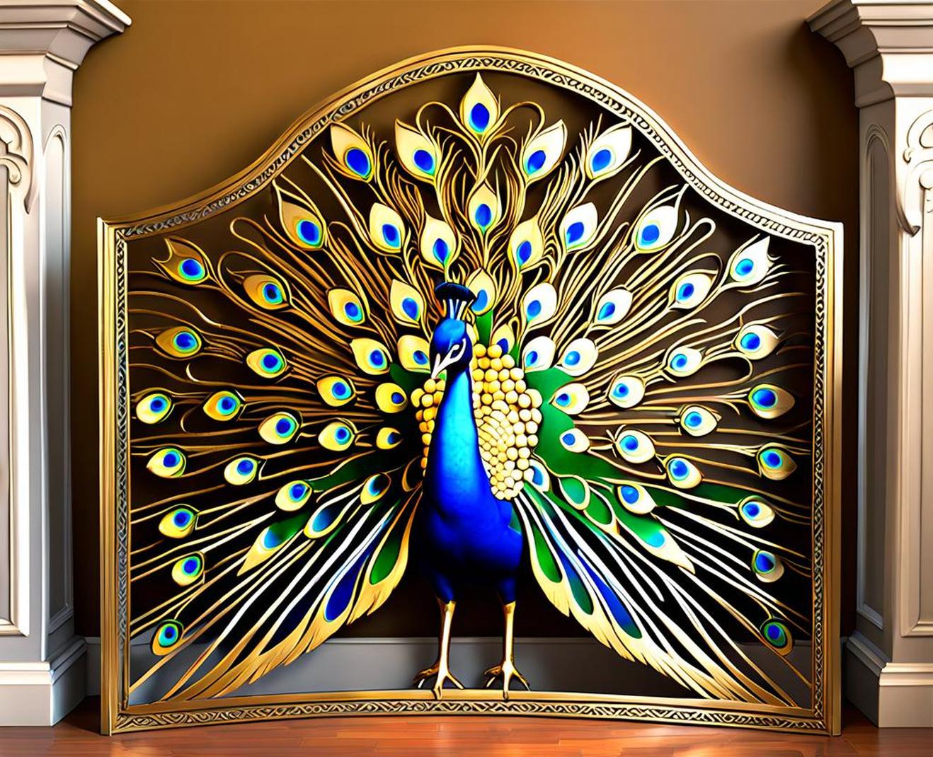 peacock fireplace screen history