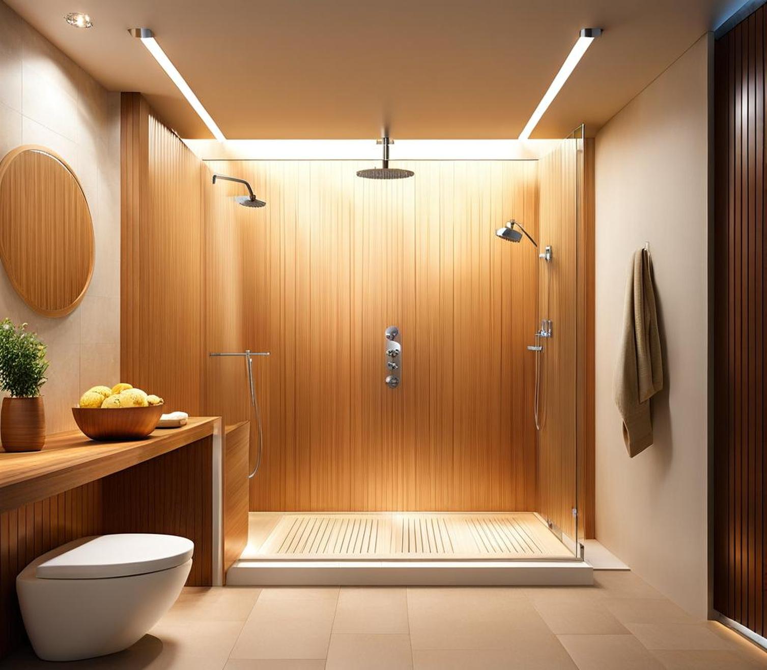 shower with slanted ceiling