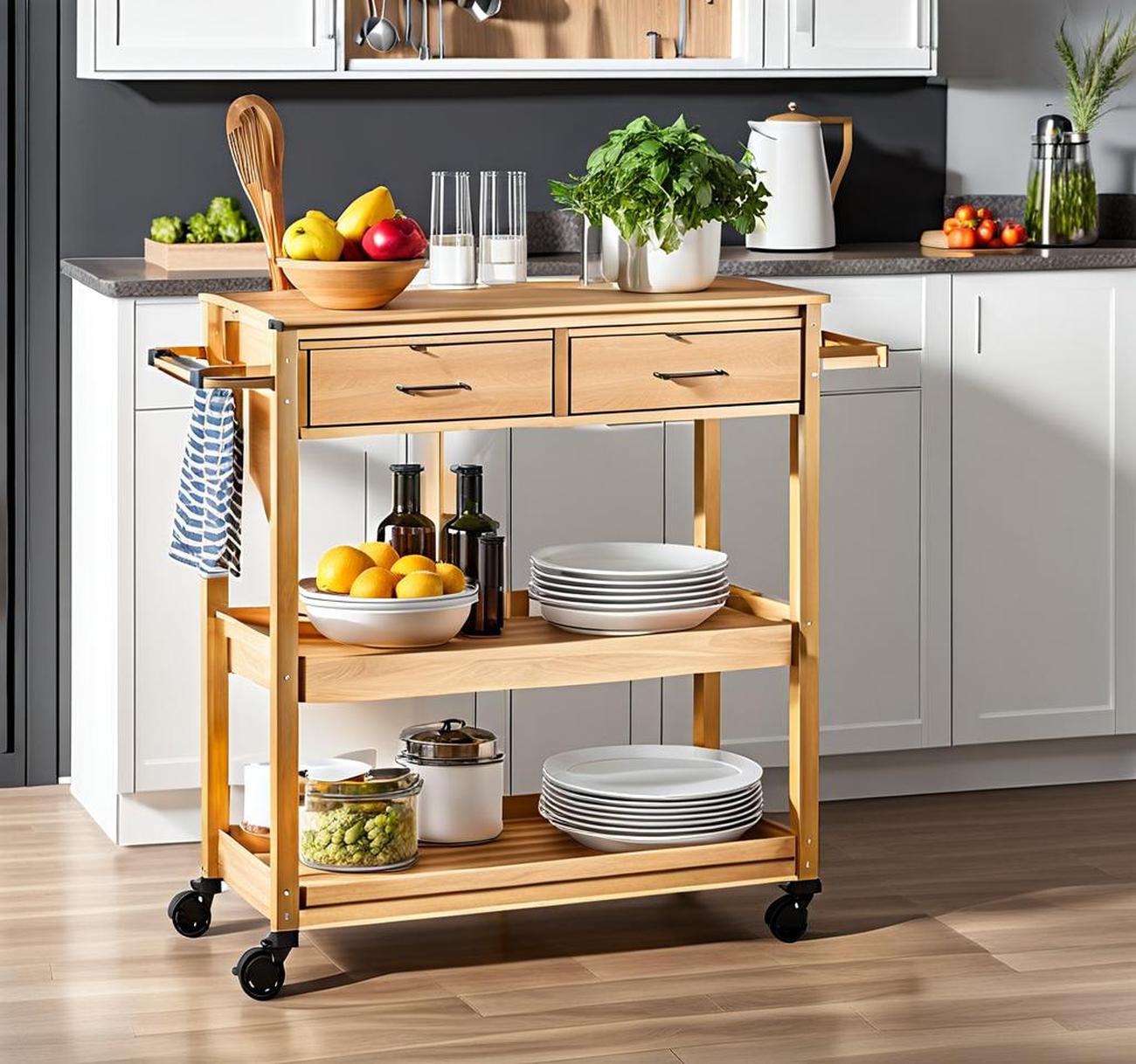 trinity 3-tier kitchen cart with drawers