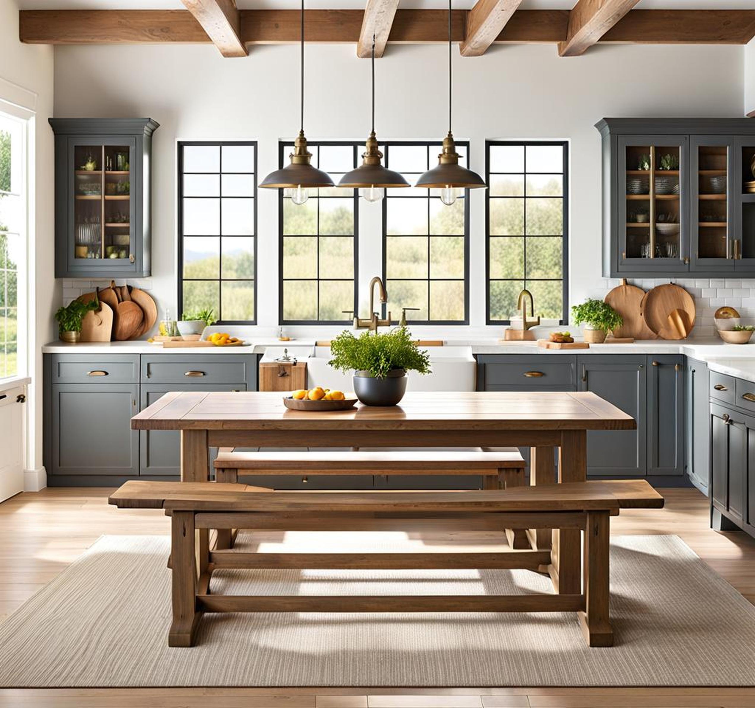 farmhouse kitchen tables with bench