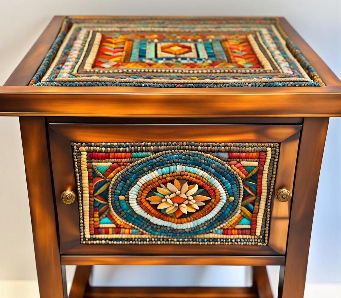 boho end table with storage